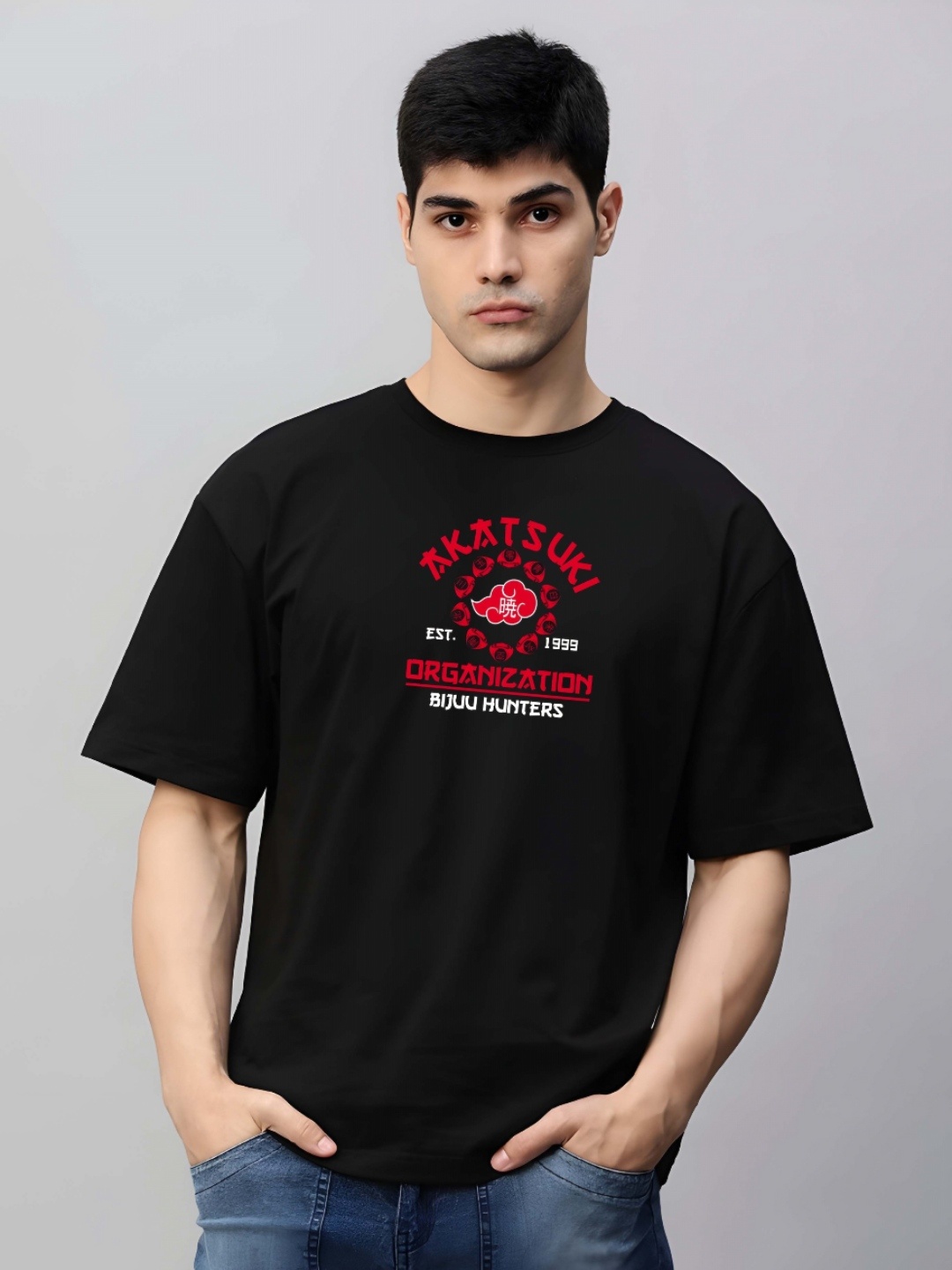 

Krimmple Men Drop-Shoulder Sleeves Pure Cotton T-shirt, Black
