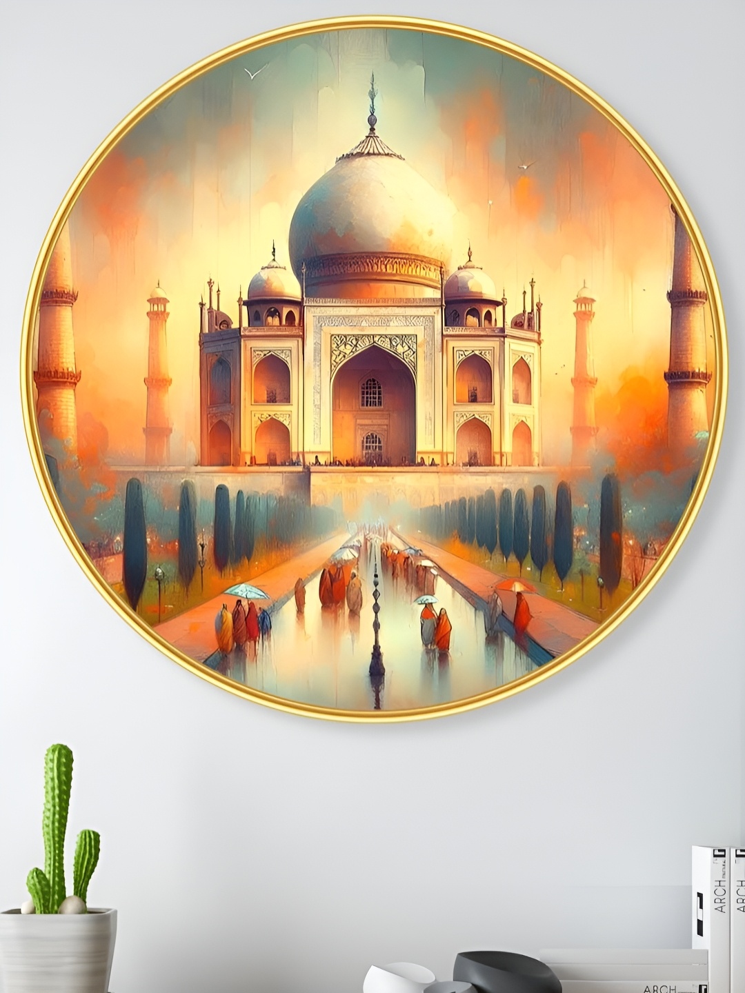 

SAF White & Gold-Toned Abstract Synthetic Wood Wall Paintings, Orange