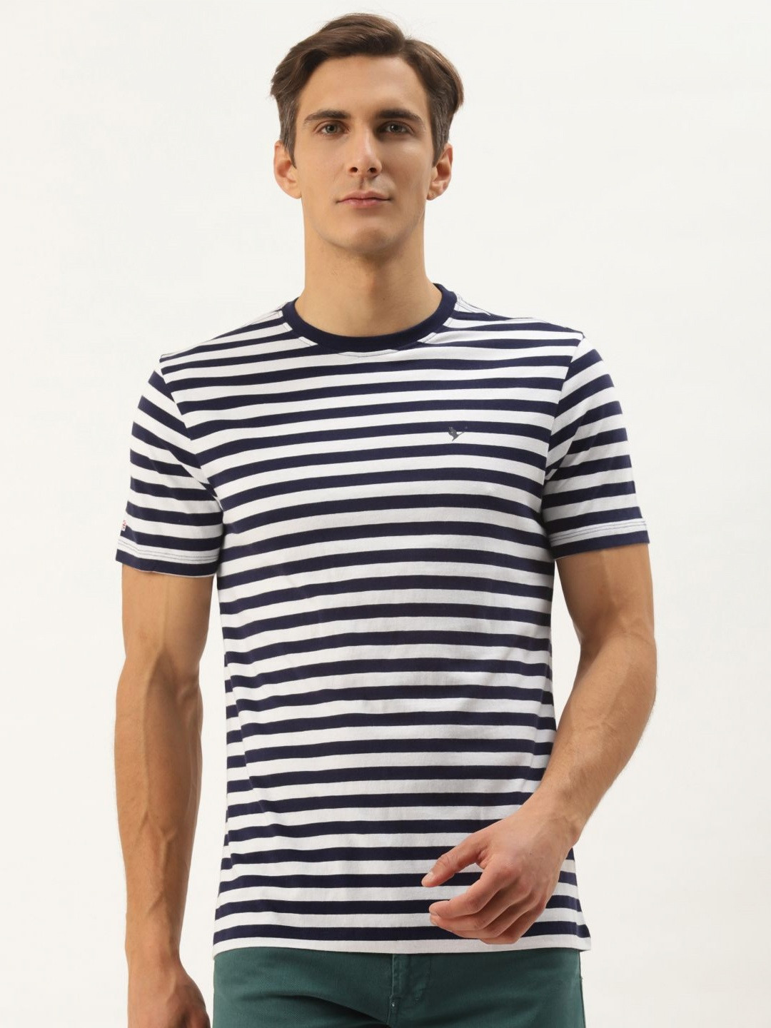 

AMSWAN Men Striped Pockets T-shirt, Multi