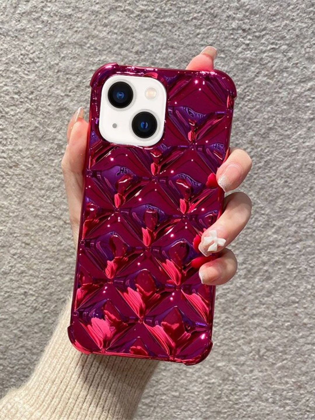 

Luxury Kase Solid Printed iPhone 15 Back Case Mobile Accessories, Red