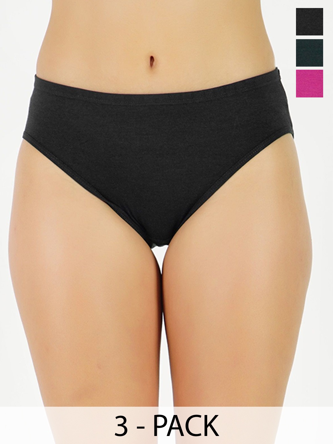 

GOTO Women Pack Of 3 Hipster Briefs, Black