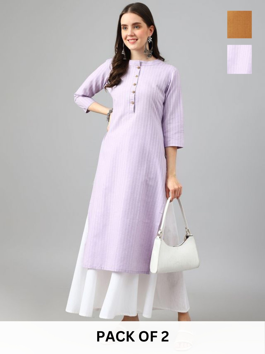 

KALINI Women Embroidered Kurta, Lavender
