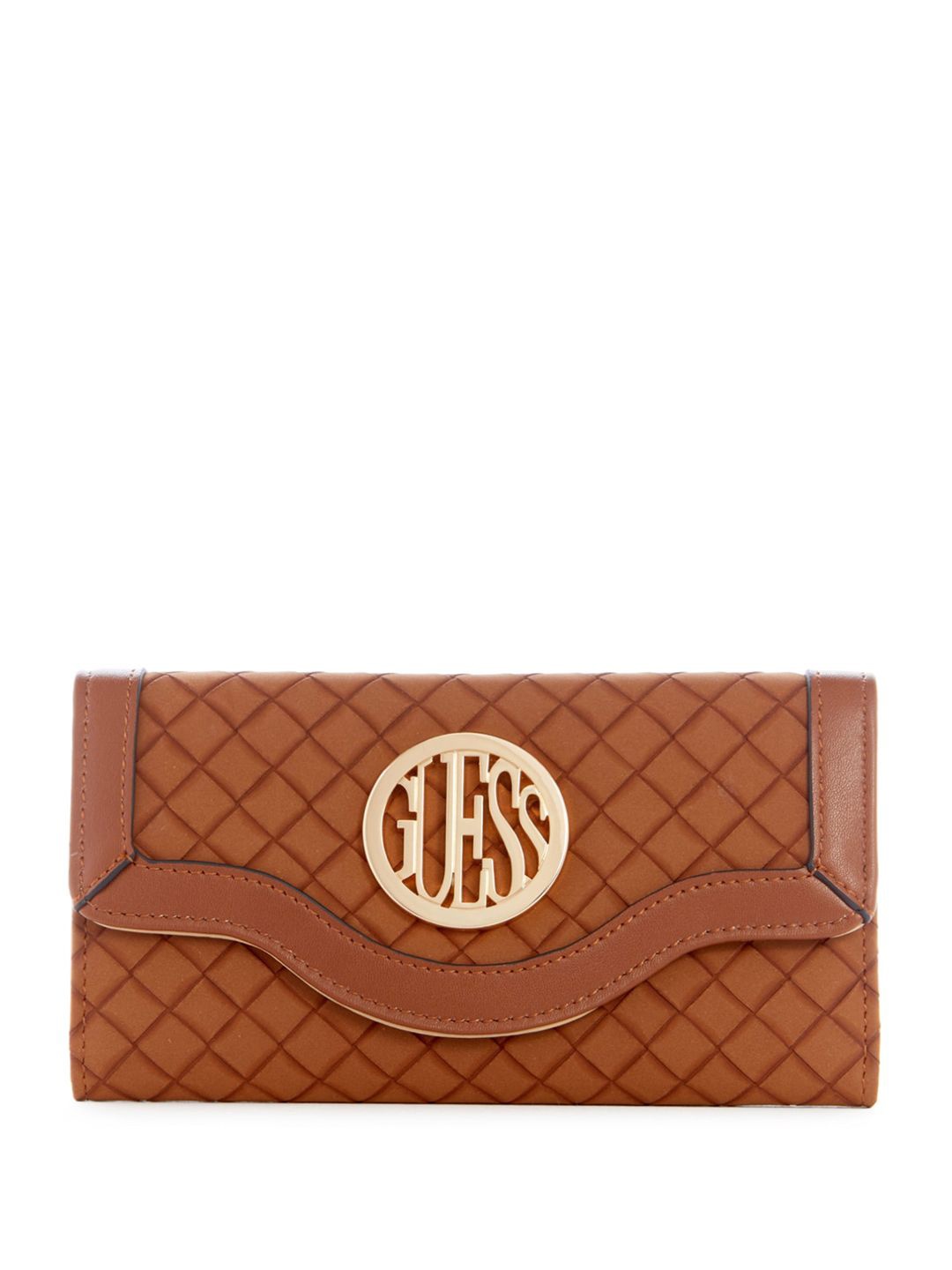 

GUESS Women Quilted Wilderson Three Fold Wallet, Brown