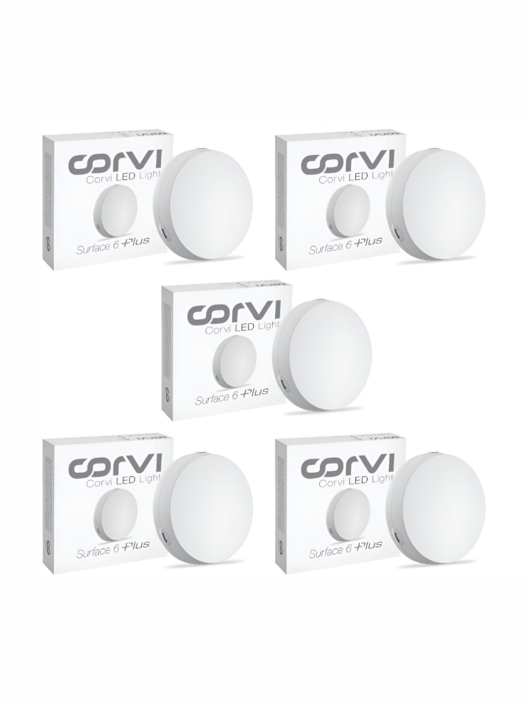 

CORVI 5-Pcs White LED Surface 6 Round 15W Dimmable & Driverless Ceiling Panel Light