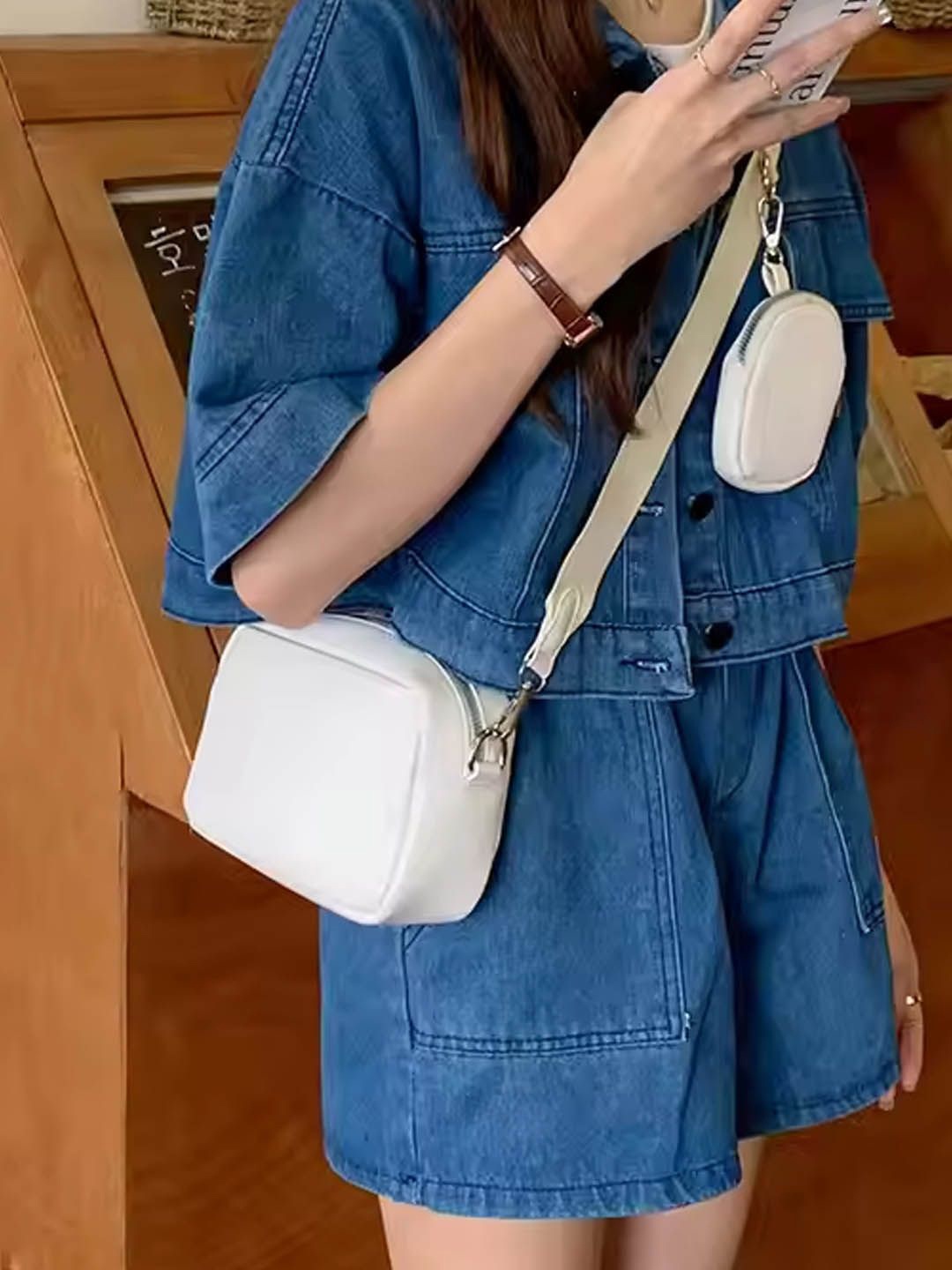 

StyleCast Bucket Hobo Bag with Cut Work, White