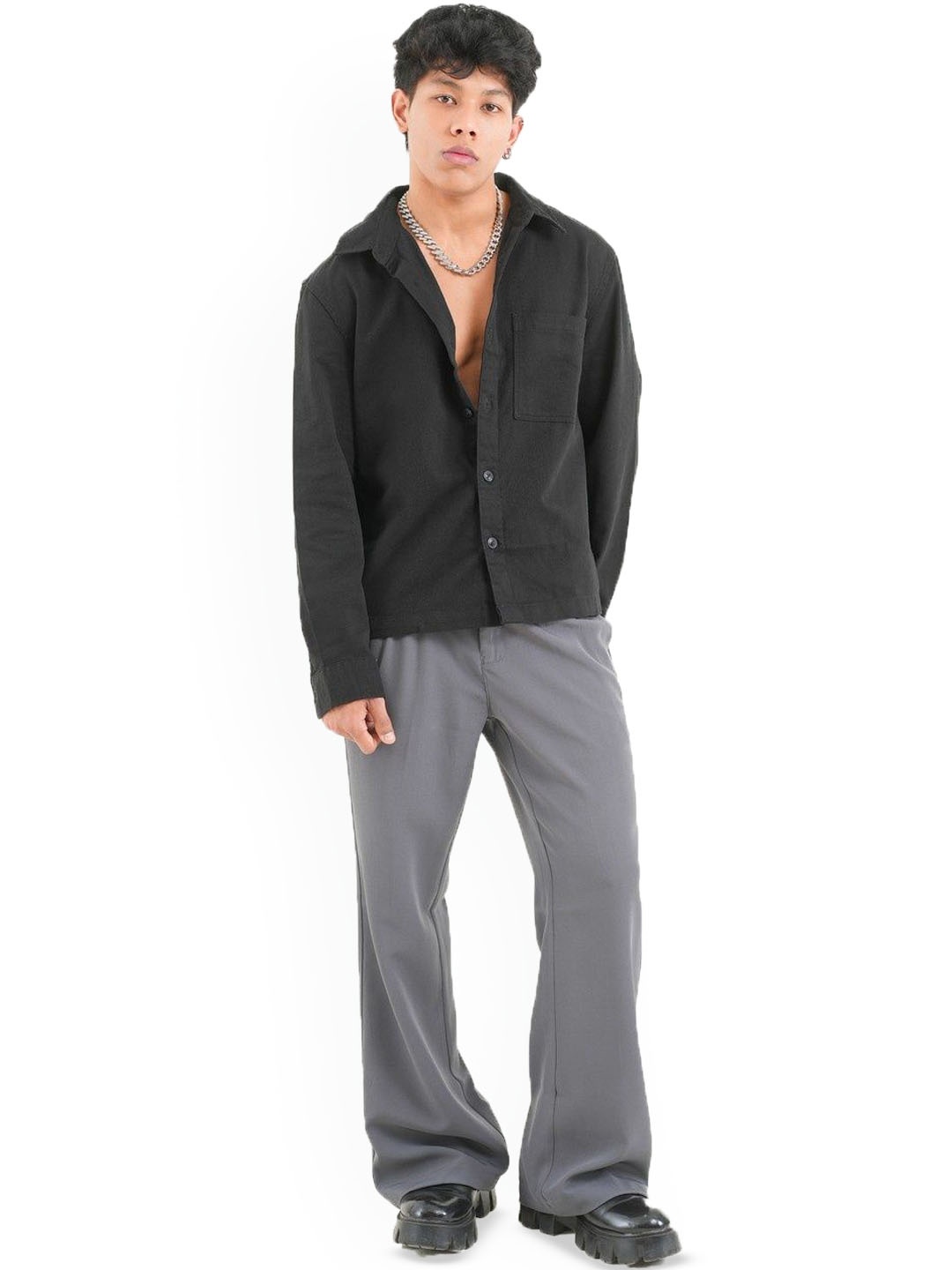 

Main Character India Men Relaxed Fit Easy Wash Mid-Rise Korean Pants, Grey