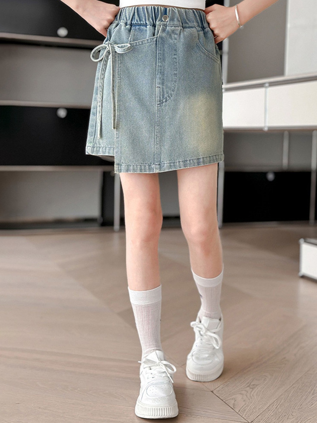 

LULU & SKY Girls High-Rise Denim Shorts, Blue