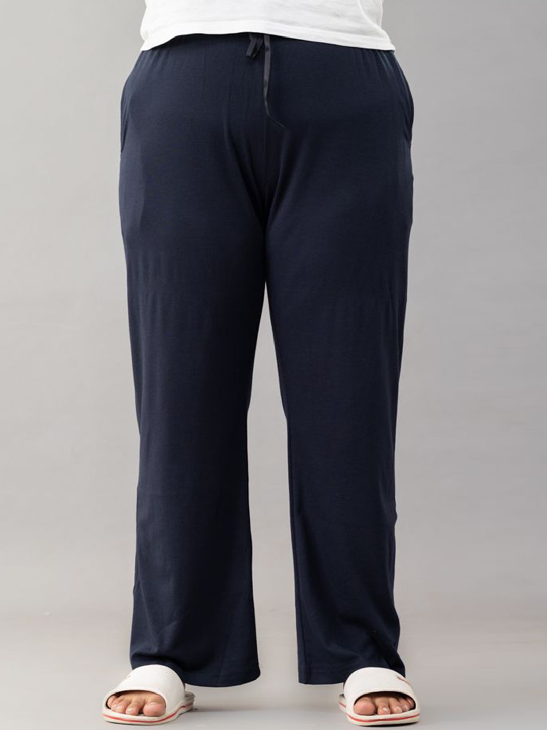 

CUPID Women Plus Size High-Rise Cotton Lounge Pants, Navy blue