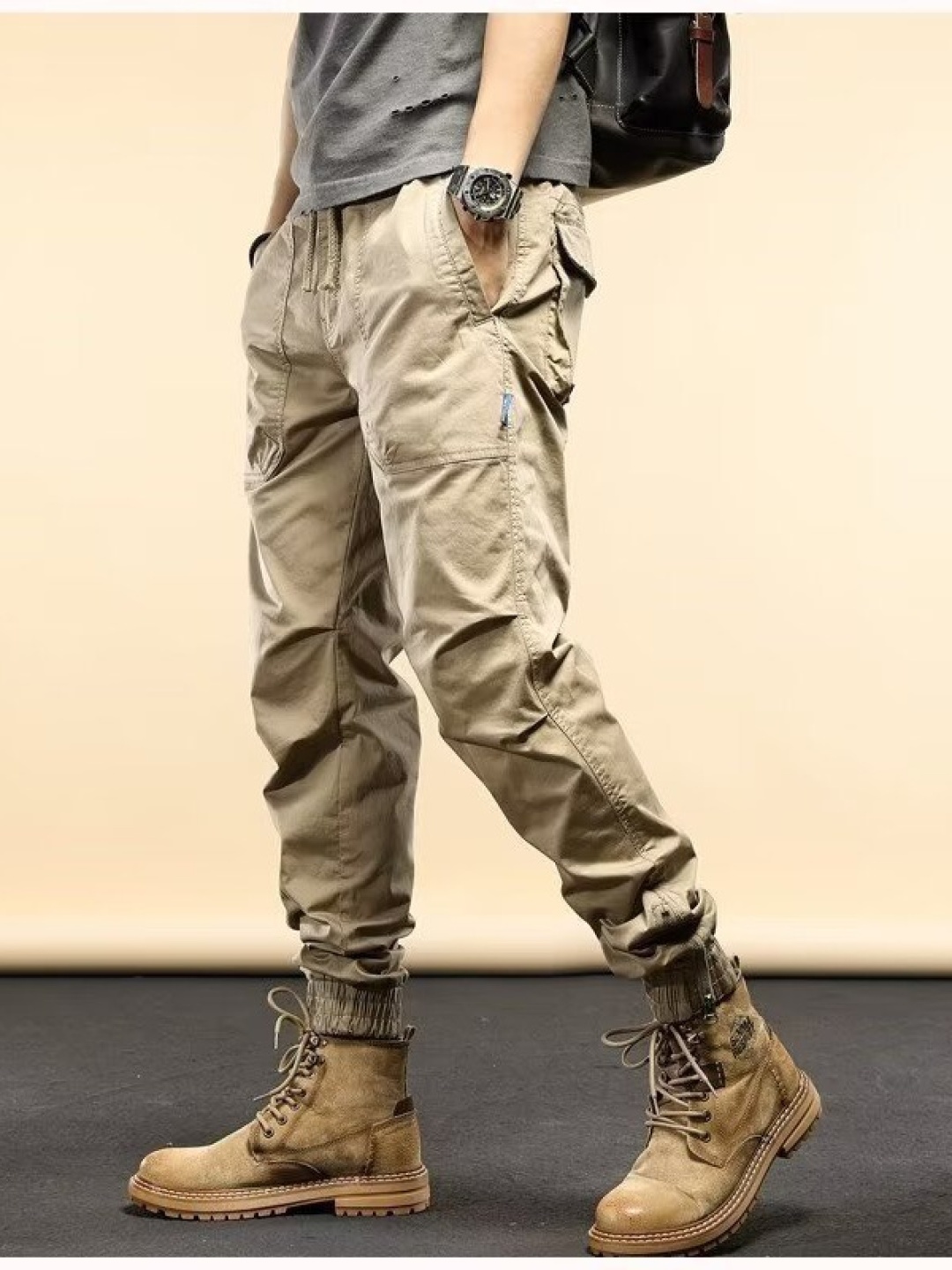 

StyleCast Men Mid-Rise Joggers Trousers, Khaki