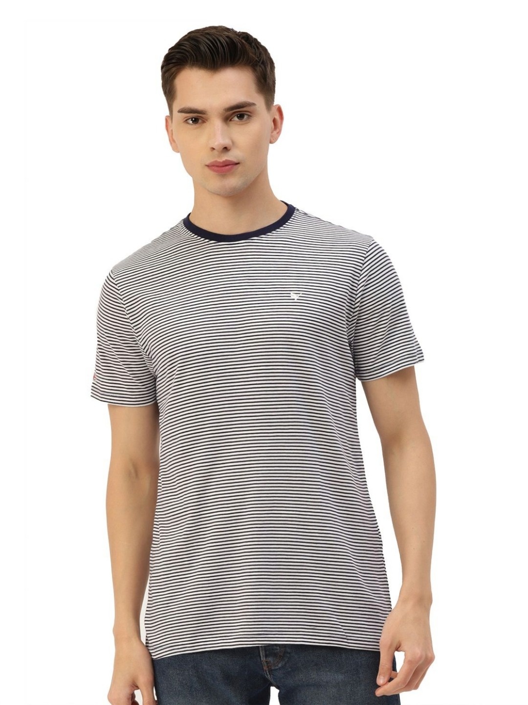 

AMSWAN Men Striped Cut Outs T-shirt, Multi