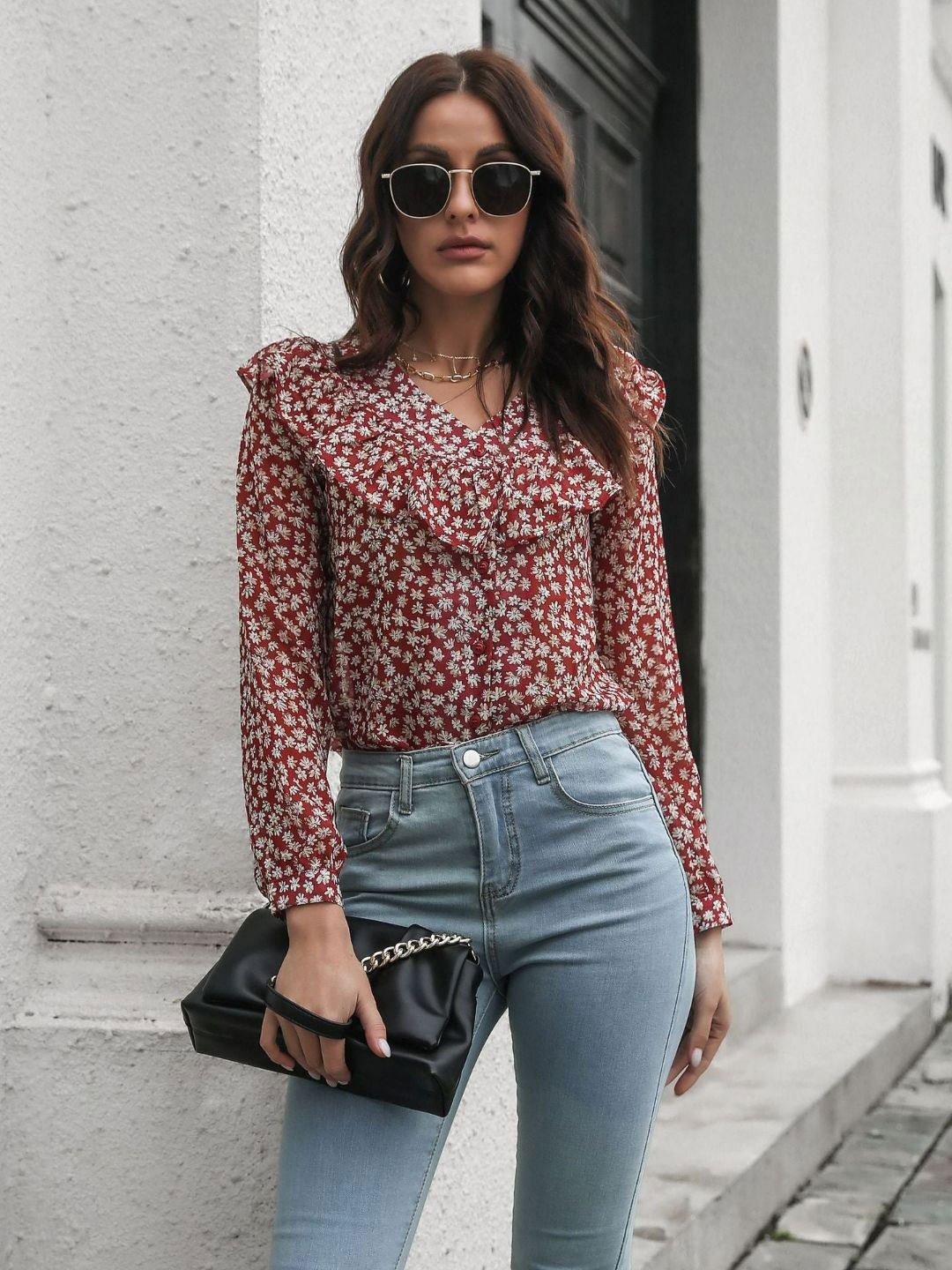 

Oh Rare Floral Print Top, Red