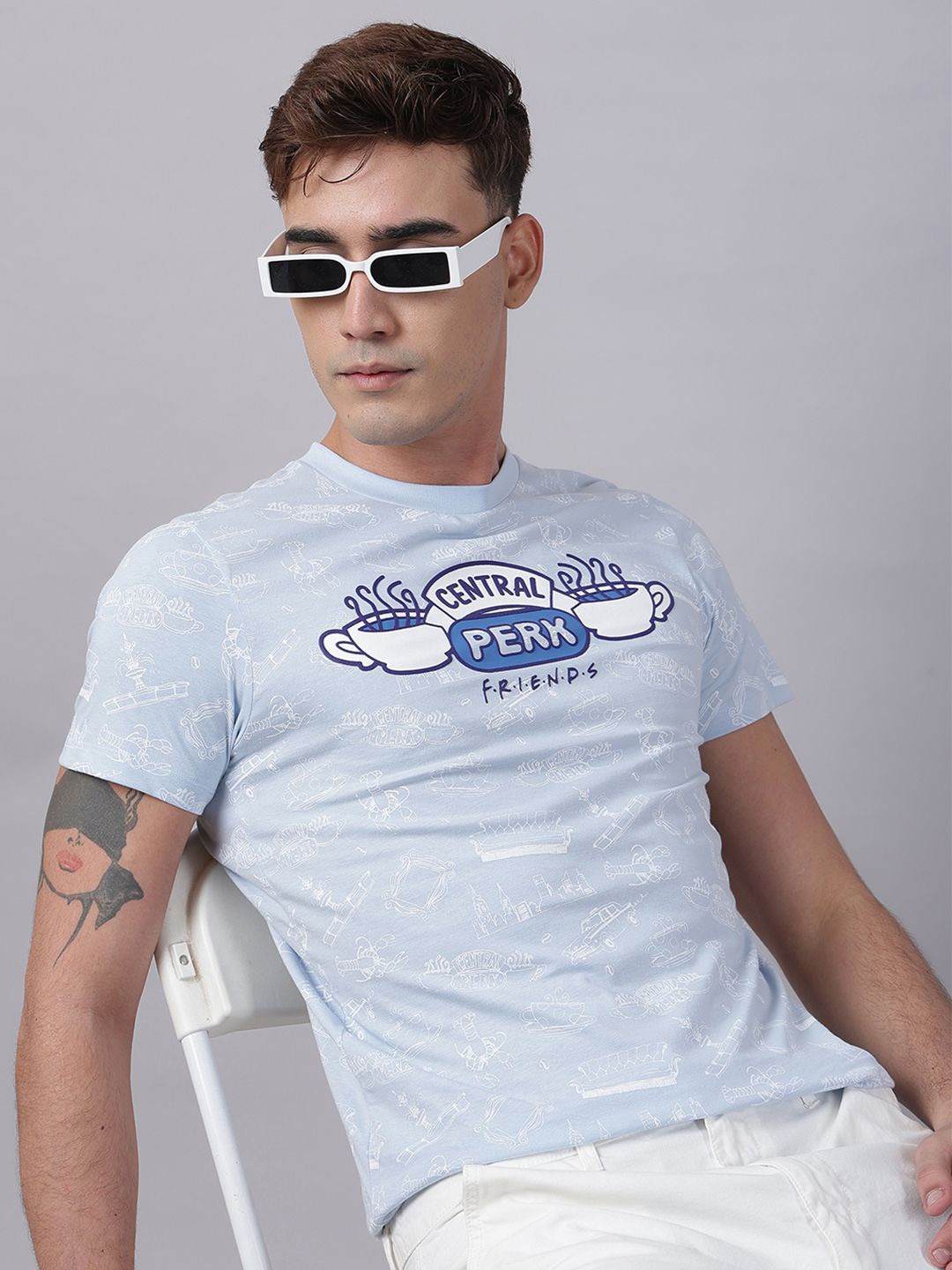 

Free Authority Men Friends Printed Regular Fit T-shirt, Blue