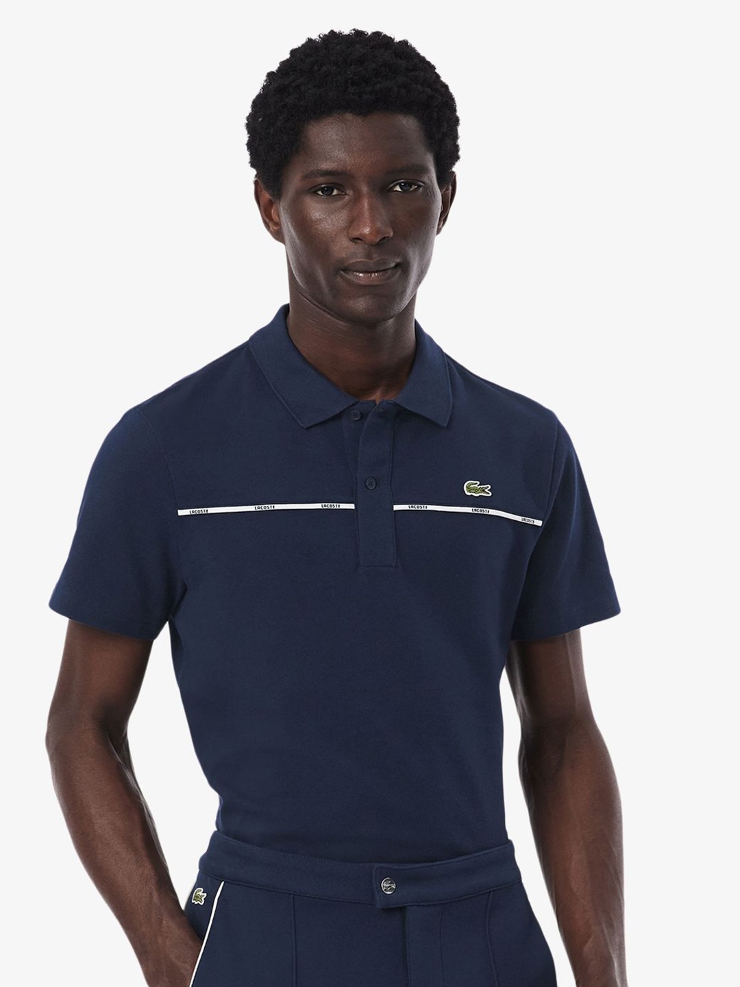 

Lacoste Men Polo Collar Applique T-shirt, Navy blue