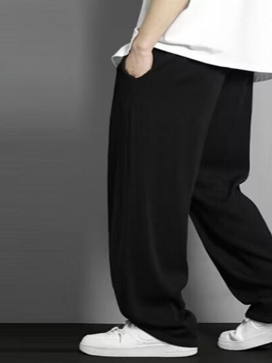

StyleCast Men Mid-Rise Straight Fit Trousers, Black
