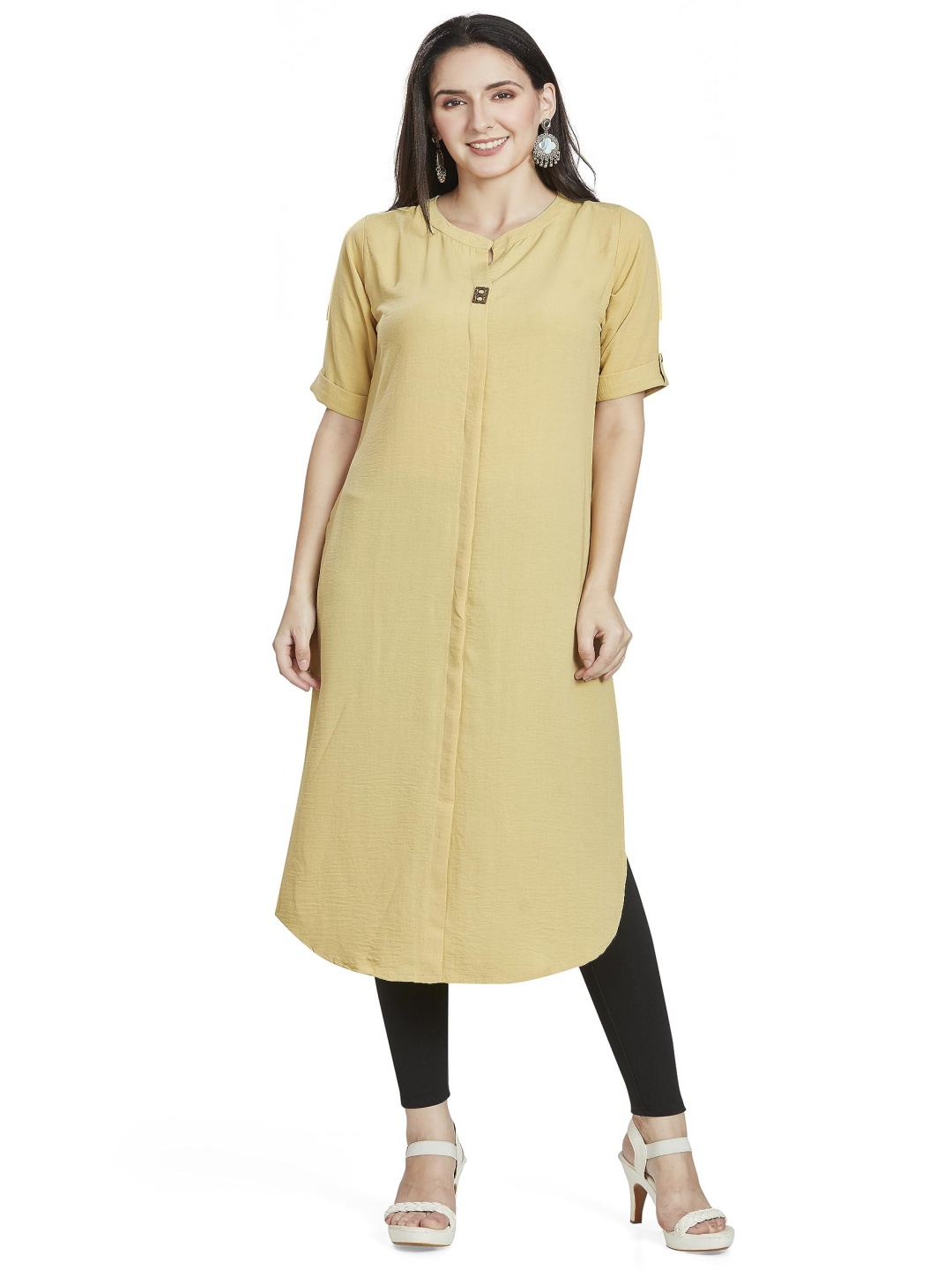 

Nioni Women Khadi Kurta, Yellow