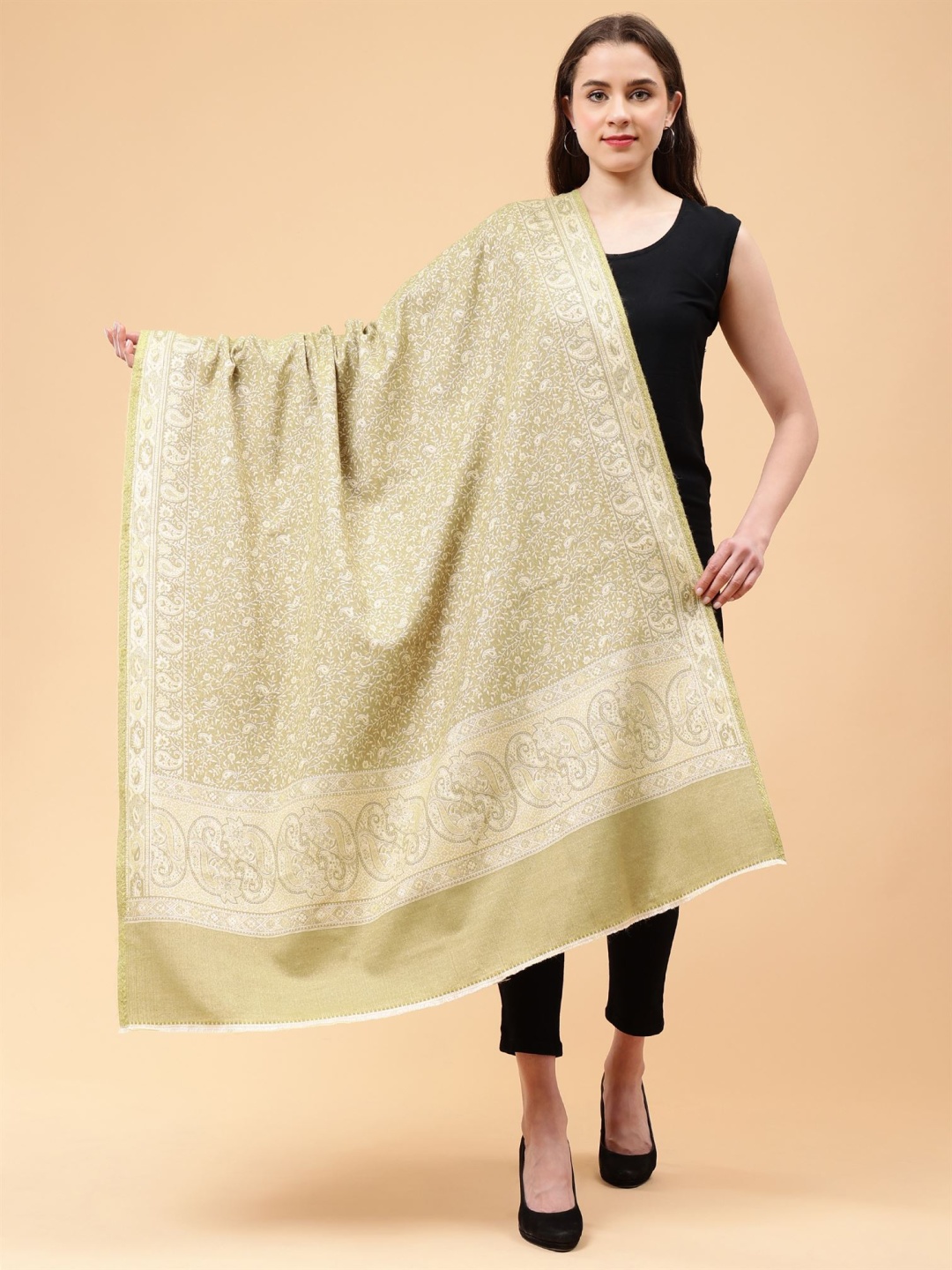 

Moda Chales Paisley Woven Design Shawl, Green
