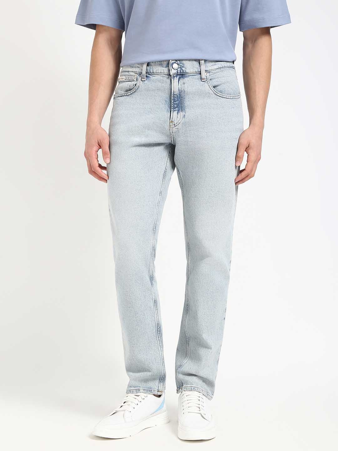 

Calvin Klein Jeans Men Straight Fit Low Distress Heavy Fade Jeans, Blue
