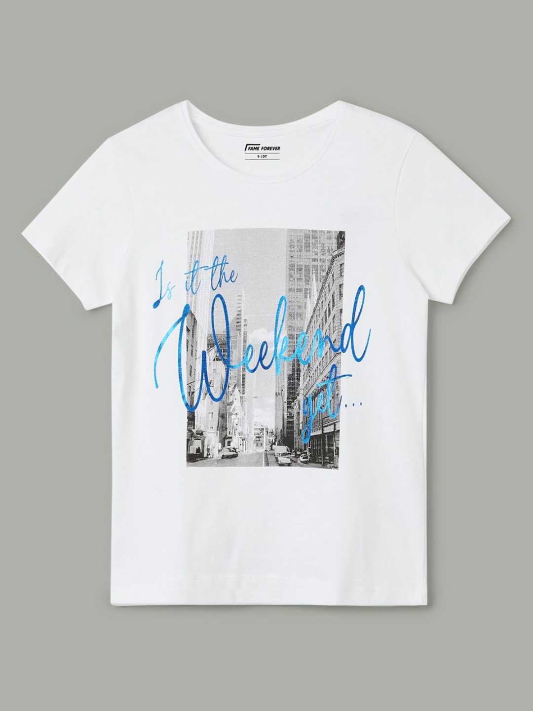 

Fame Forever by Lifestyle Girls Graphic Printed Round Neck Cotton T-shirt, White