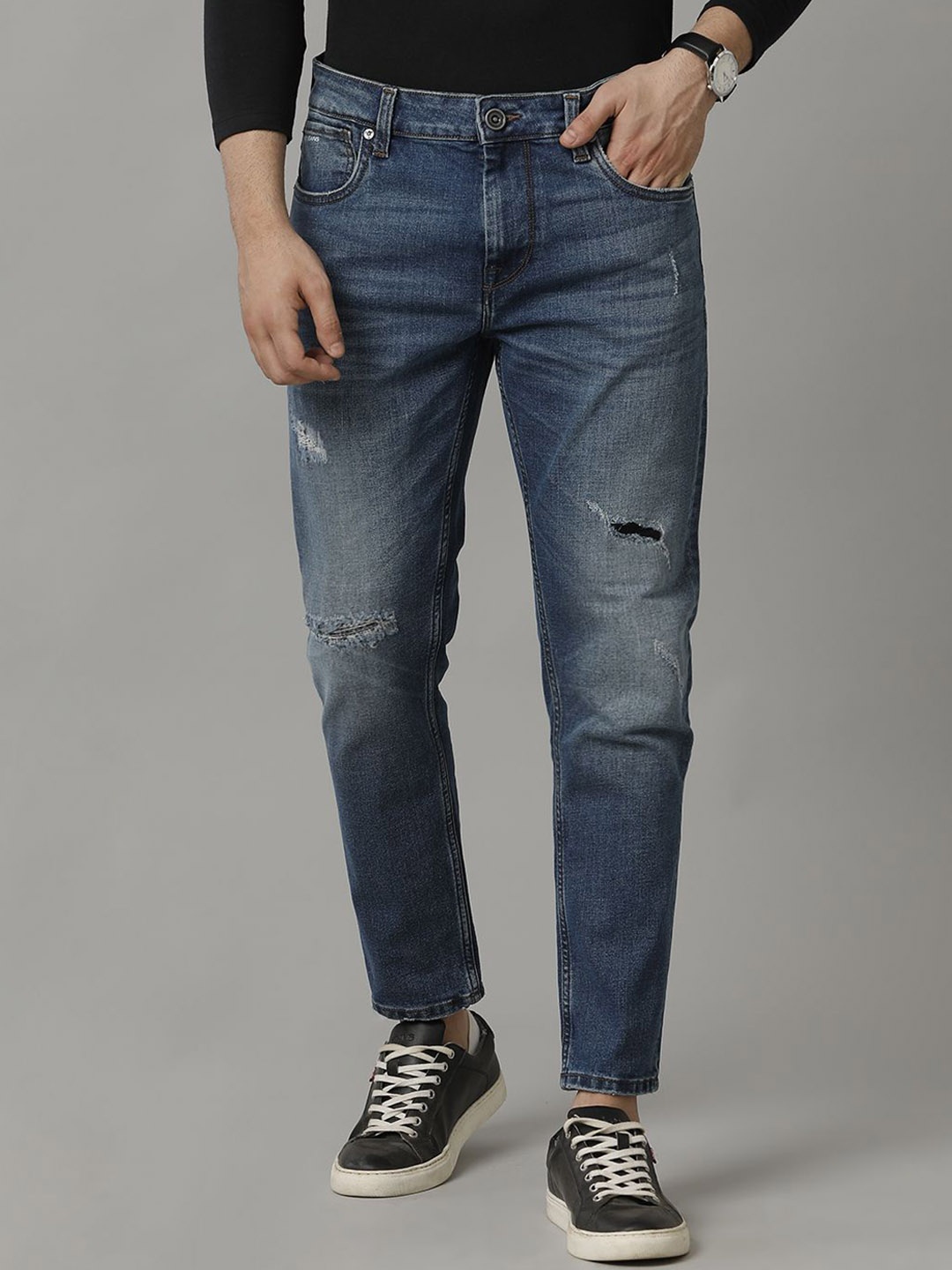 

Voi Jeans Men Track Mid-Rise Skinny Fit Jeans, Blue