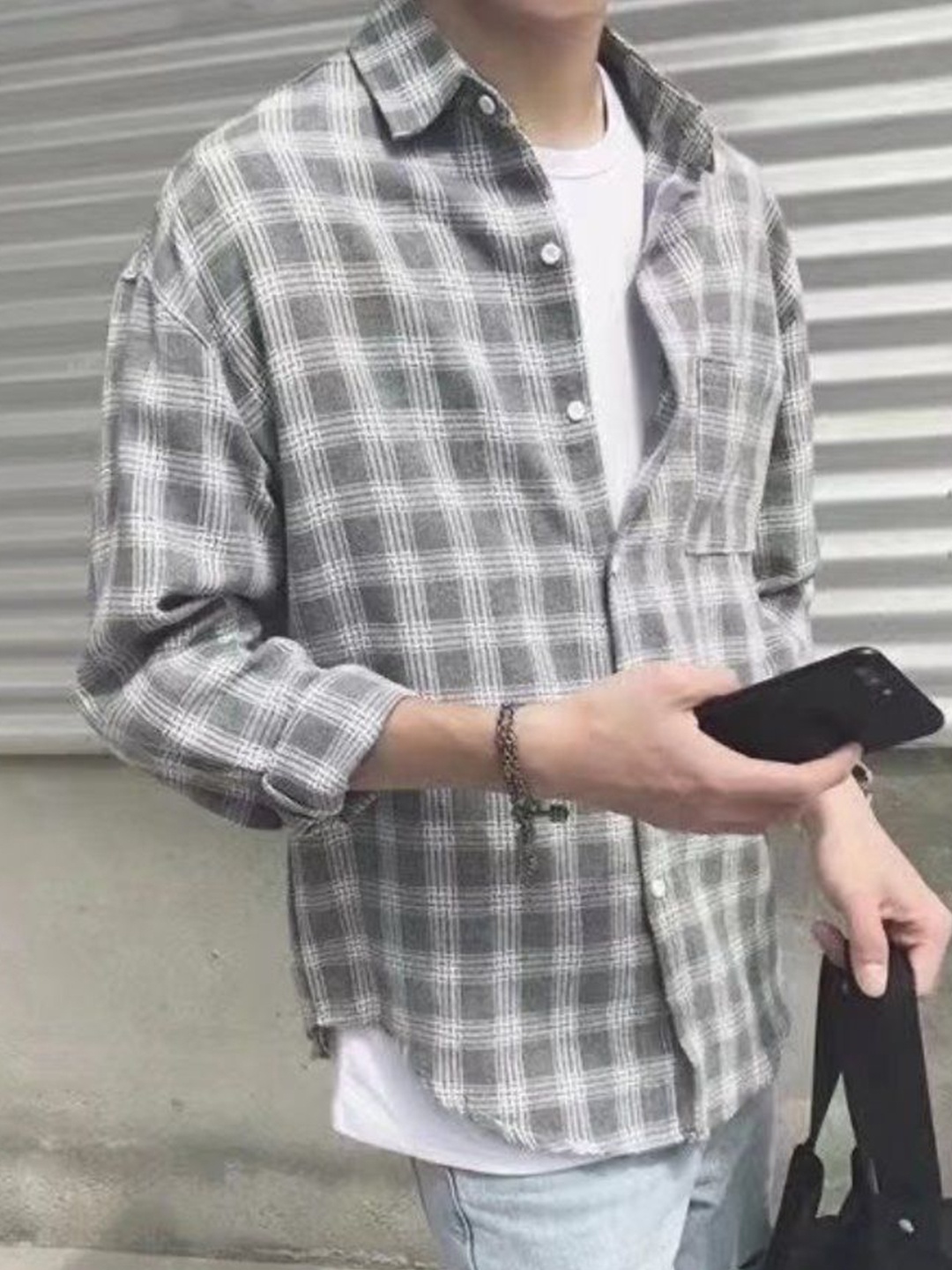 

StyleCast Men Tartan Checks Opaque Checked Casual Shirt, Grey