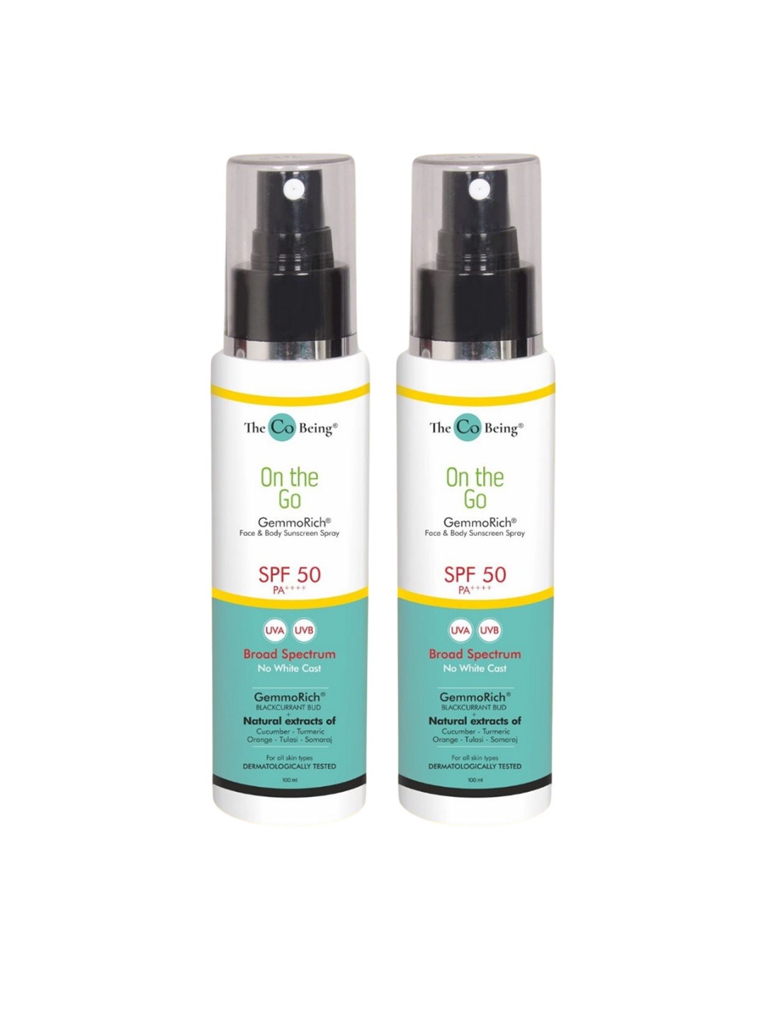 

The Co Being Set Of 2 On The Go Face & Body Sunscreen SPF 50 PA++++ - 100 ml Each, White
