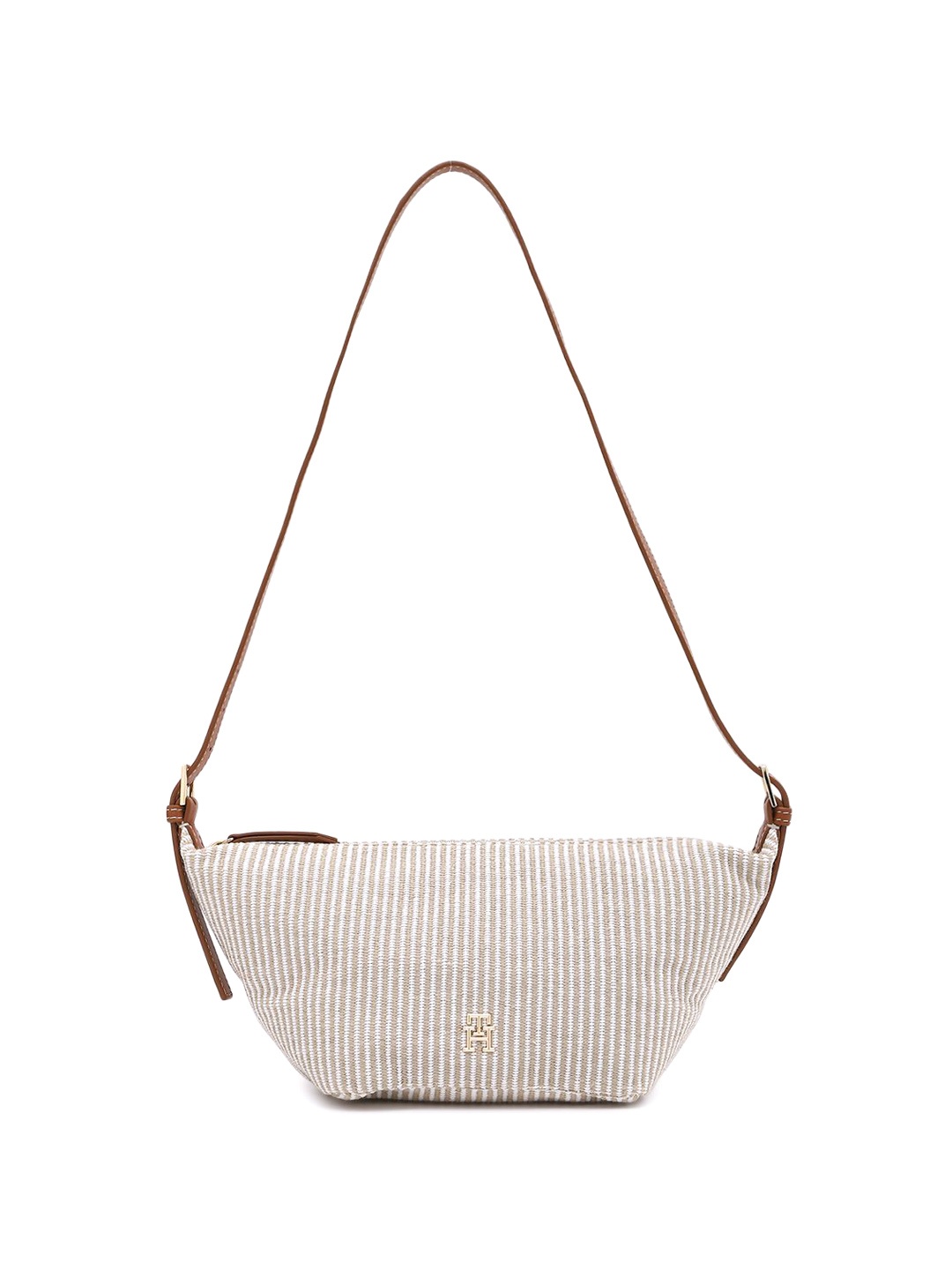 

Tommy Hilfiger Half Moon Sling Bag with Cut Work, Beige