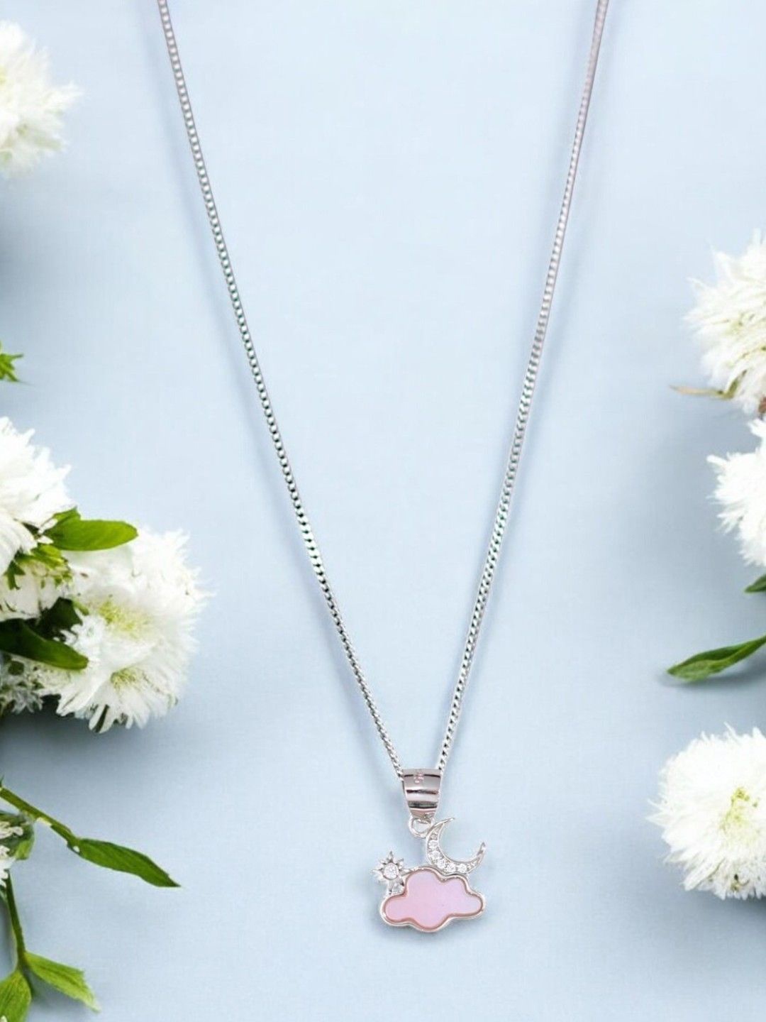 

Taraash Silver Plated Cubic Zirconia Studded Pendant With Chain