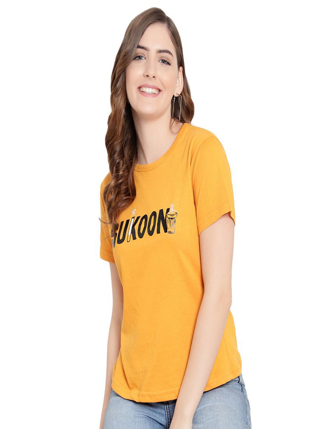 

DEEPMAYRA COLLECTION Women Print Cotton Top, Mustard