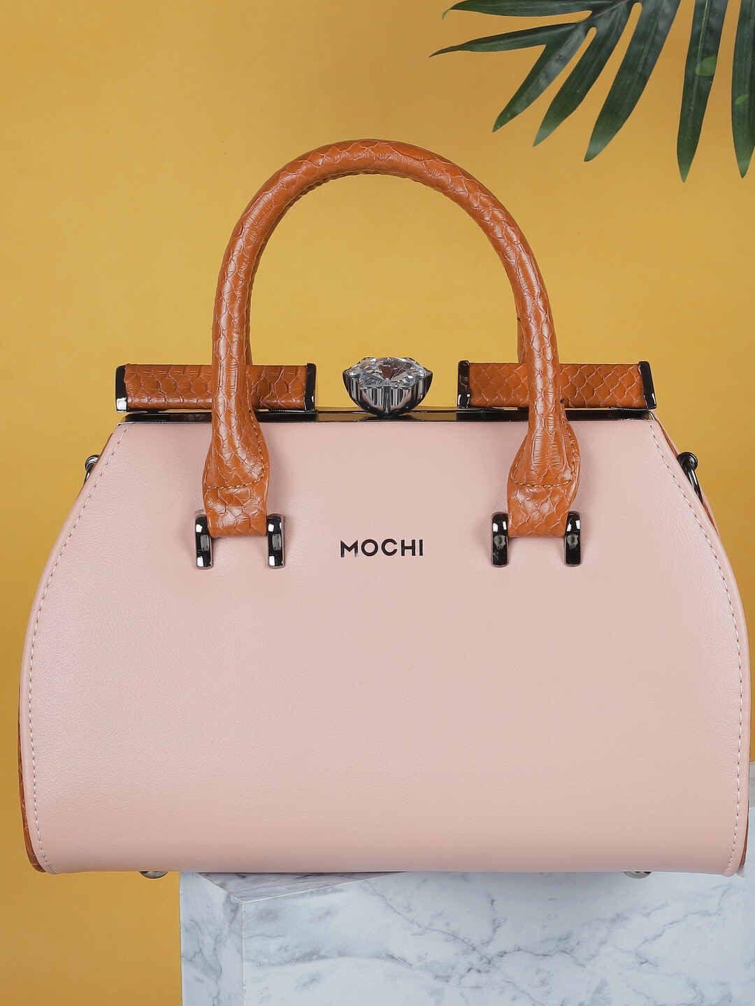 

Mochi Colourblocked PU Structured Satchel, Pink