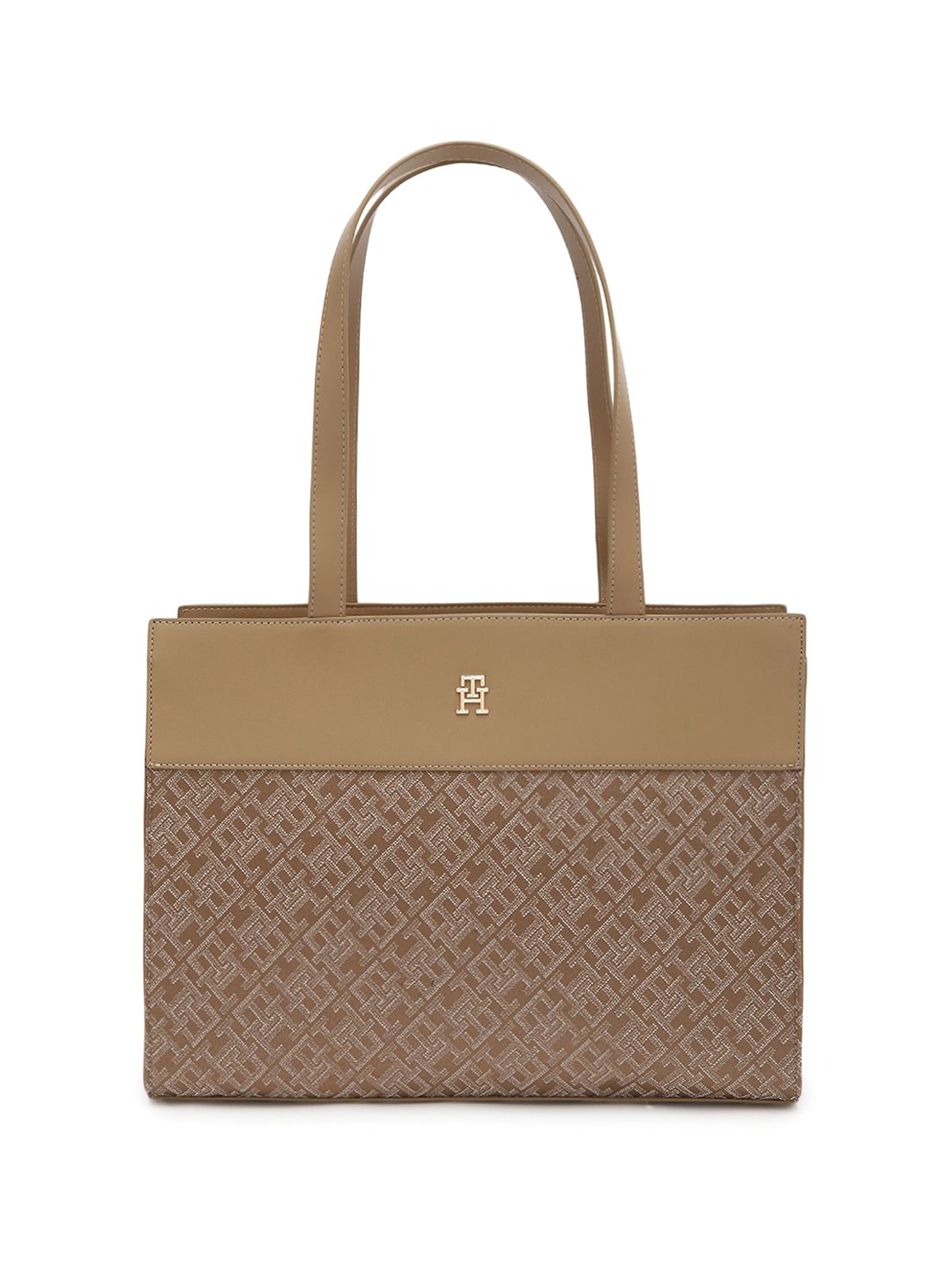 

Tommy Hilfiger Colourblocked Swagger Tote Bag with Quilted, Khaki