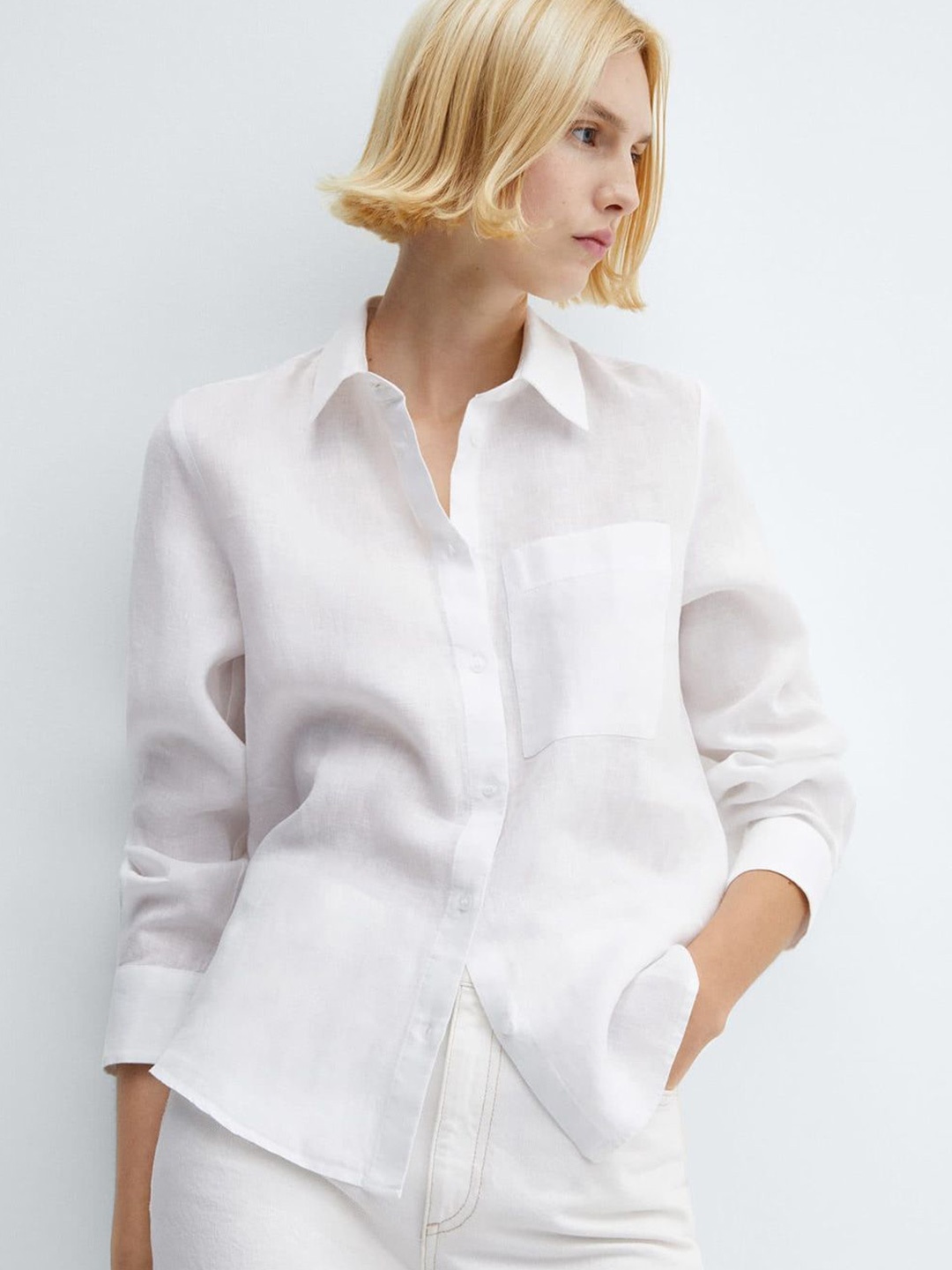 

NANCHI Women Classic Opaque Casual Shirt, White