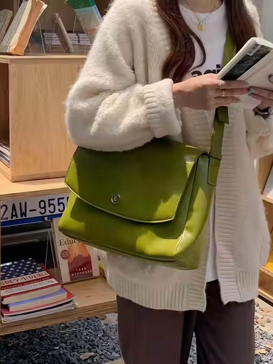 

StyleCast Structured Tote Bag with Bow Detail, Green
