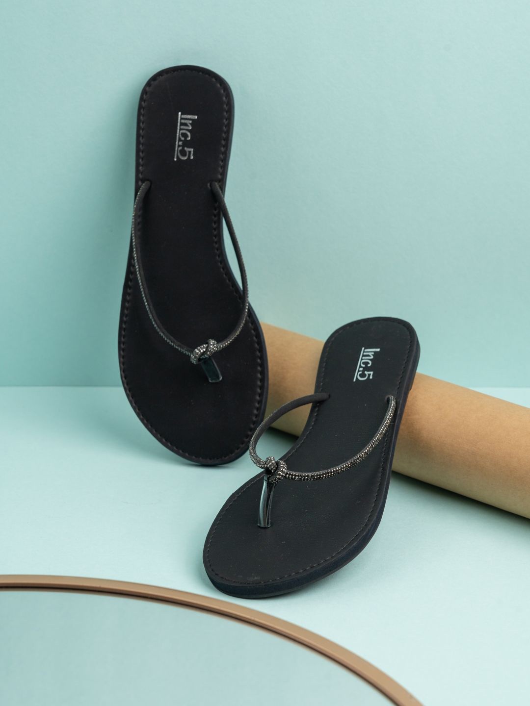 

Inc 5 Women Open Toe Flats, Black