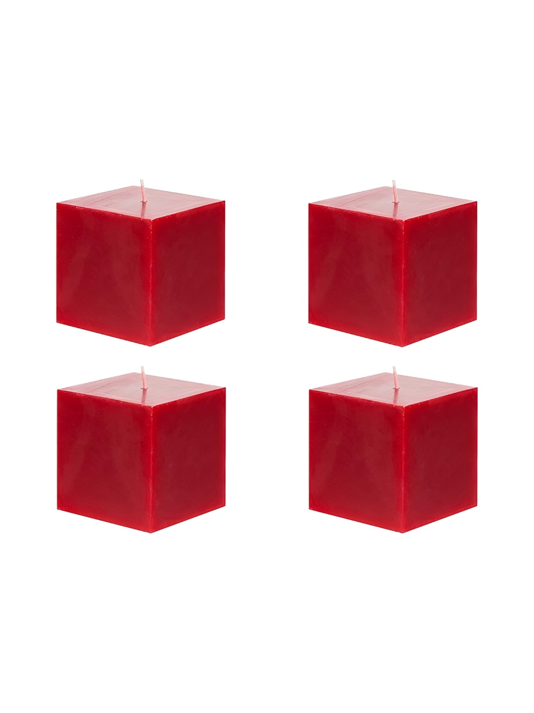 

atorakushon Red 4 Pieces Scented Squre Cube Pillar Candle