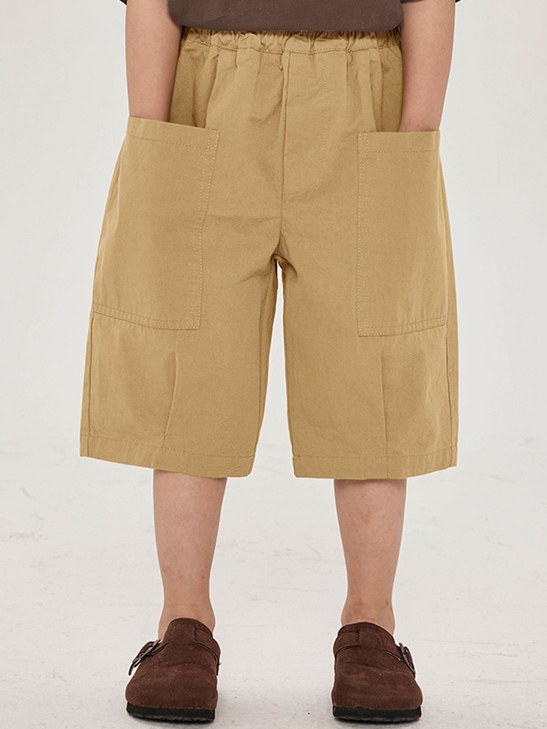 

LULU & SKY Boys Loose Fit High-Rise Shorts, Khaki