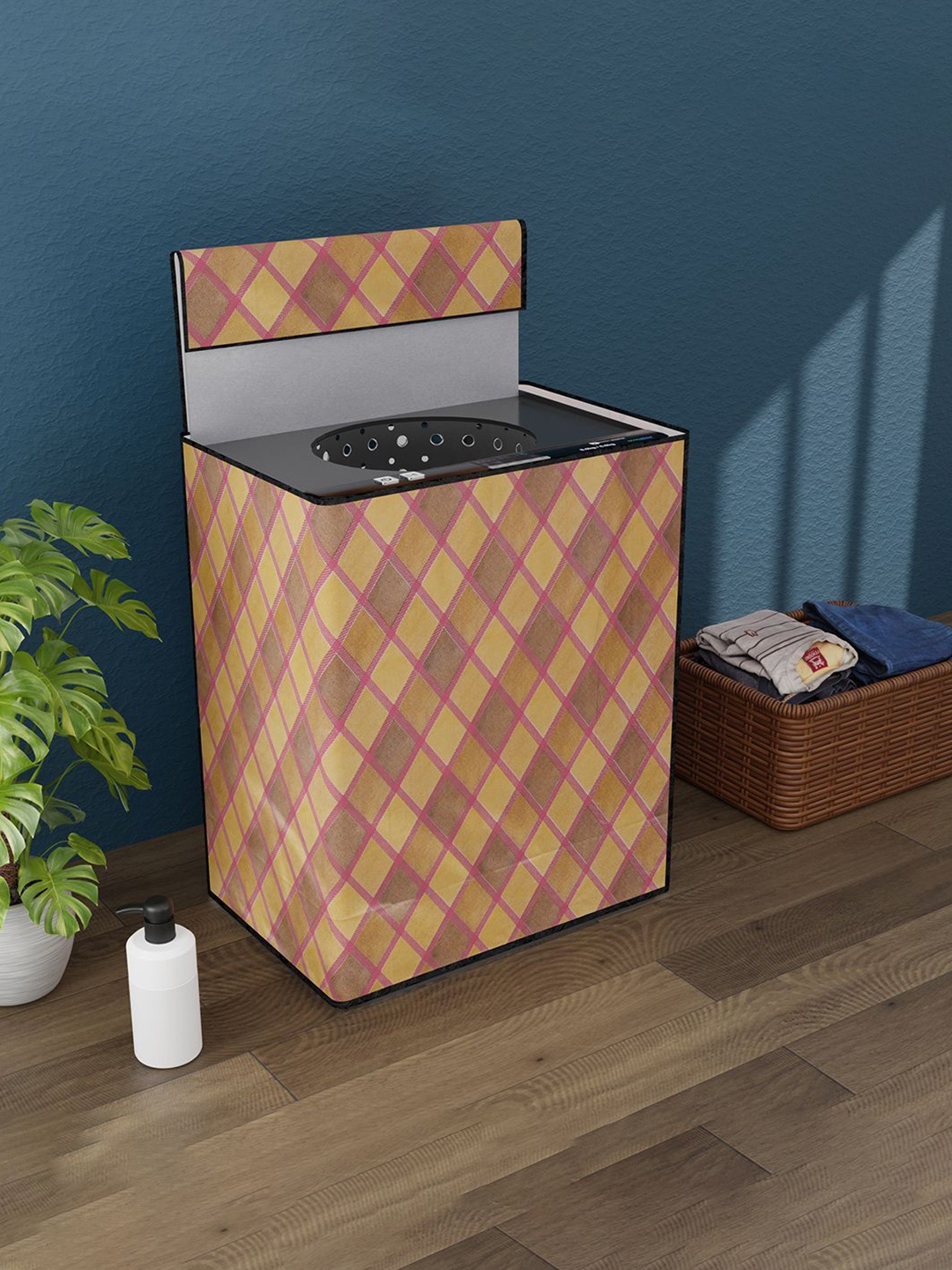 

Kuber Industries Maroon & Brown Printed Washing Machine Cover