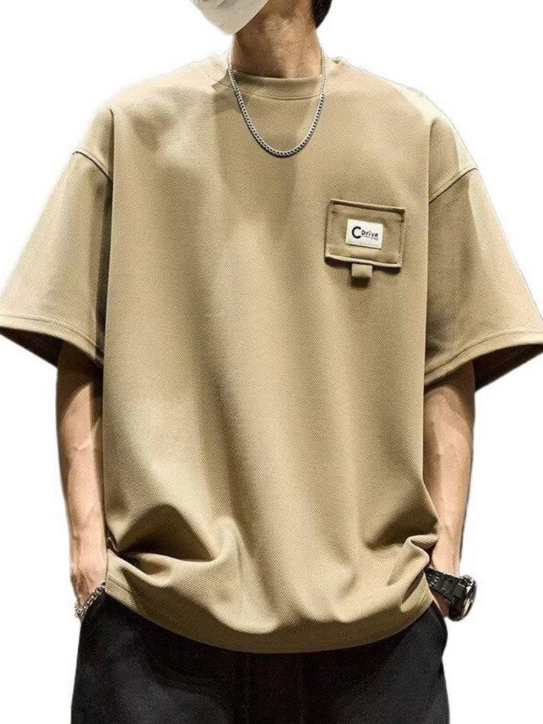 

StyleCast Men Solid Round Neck Silk Oversized T-shirt, Brown