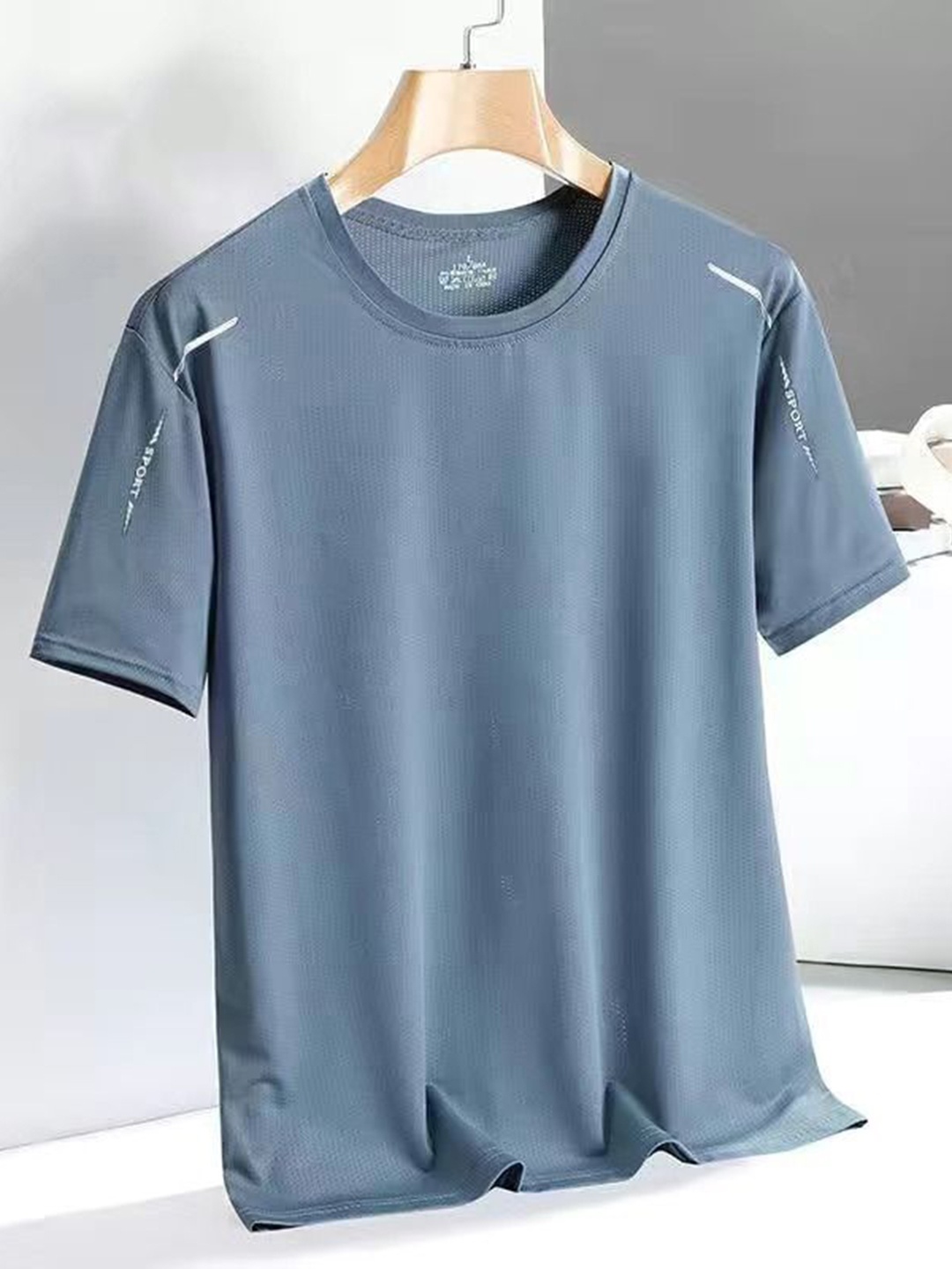 

StyleCast Men Solid Round Neck Silk T-shirt, Blue