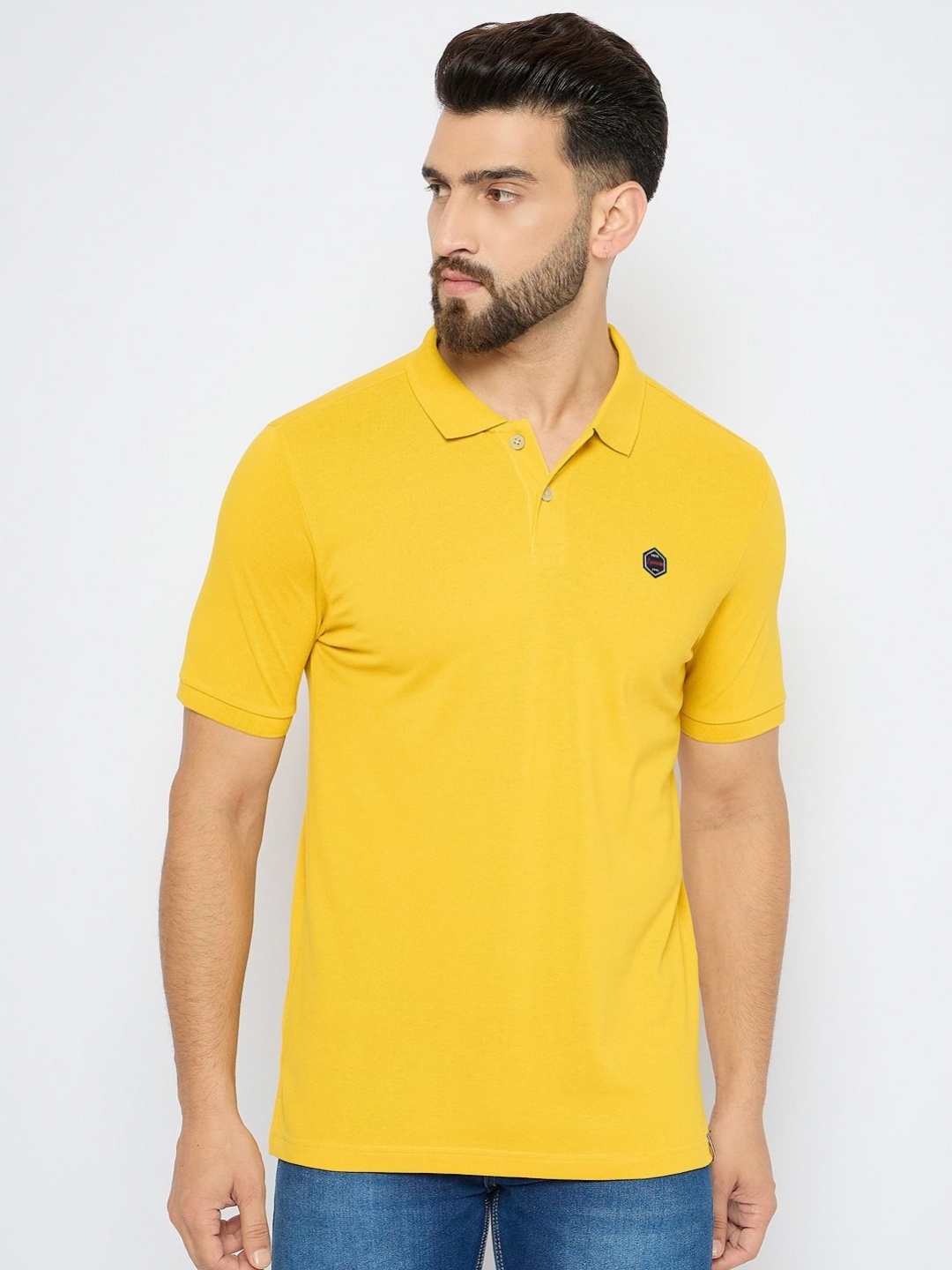 

AXMANN Men Solid Polo Collar Cotton Casual T-shirt, Yellow