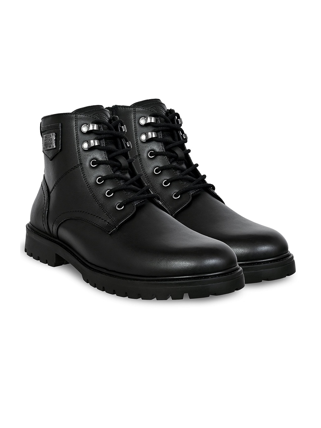

Allen Cooper Men block Heeled Leather Chukka Boots, Black