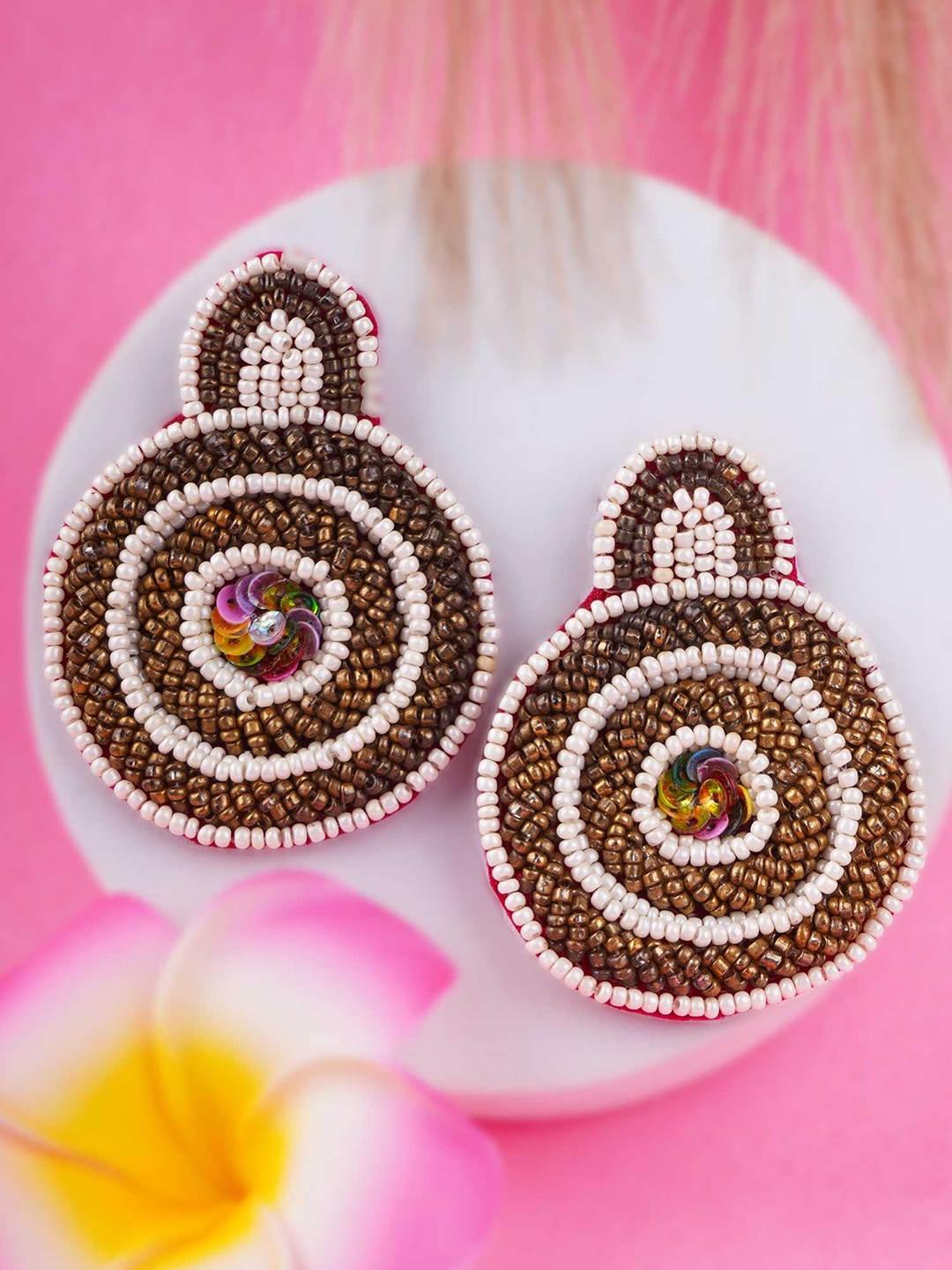 

Adwitiya Collection Artificial Beads Beaded Classic Shaped Studs, Gold