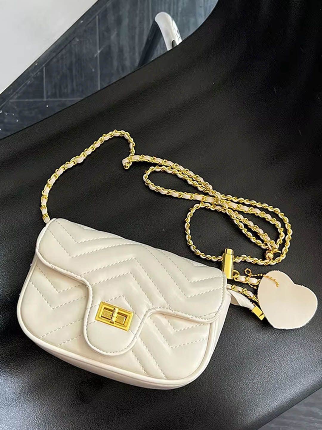

StyleCast Structured Sling Bag with Quilted, White