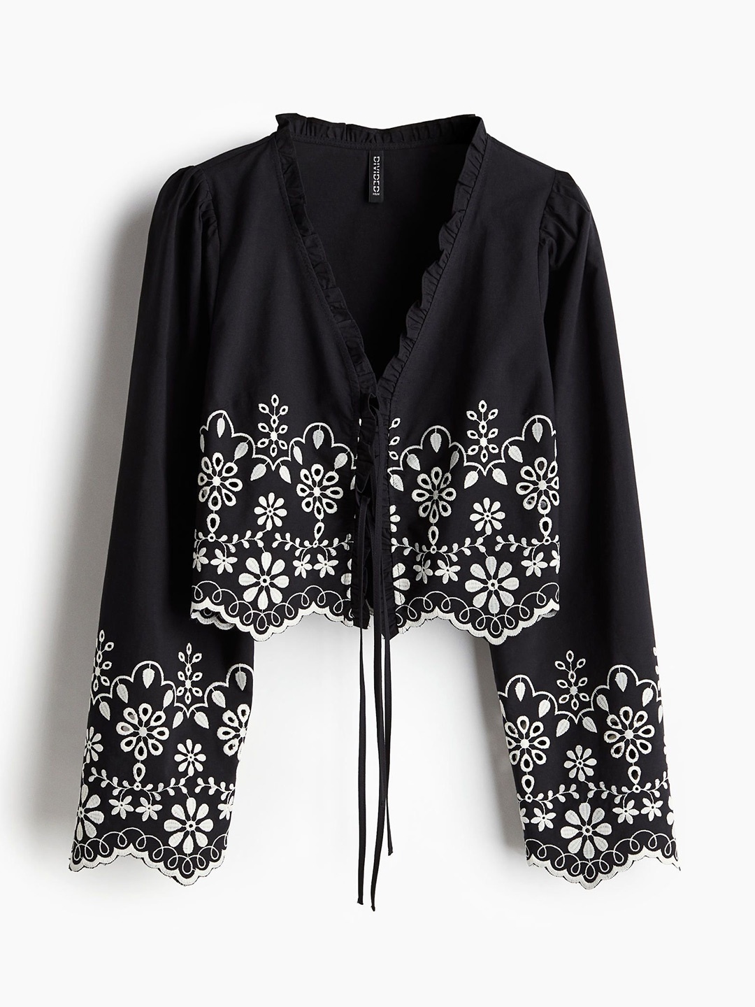 

H&M Broderie Anglaise Cotton Blouse, Black