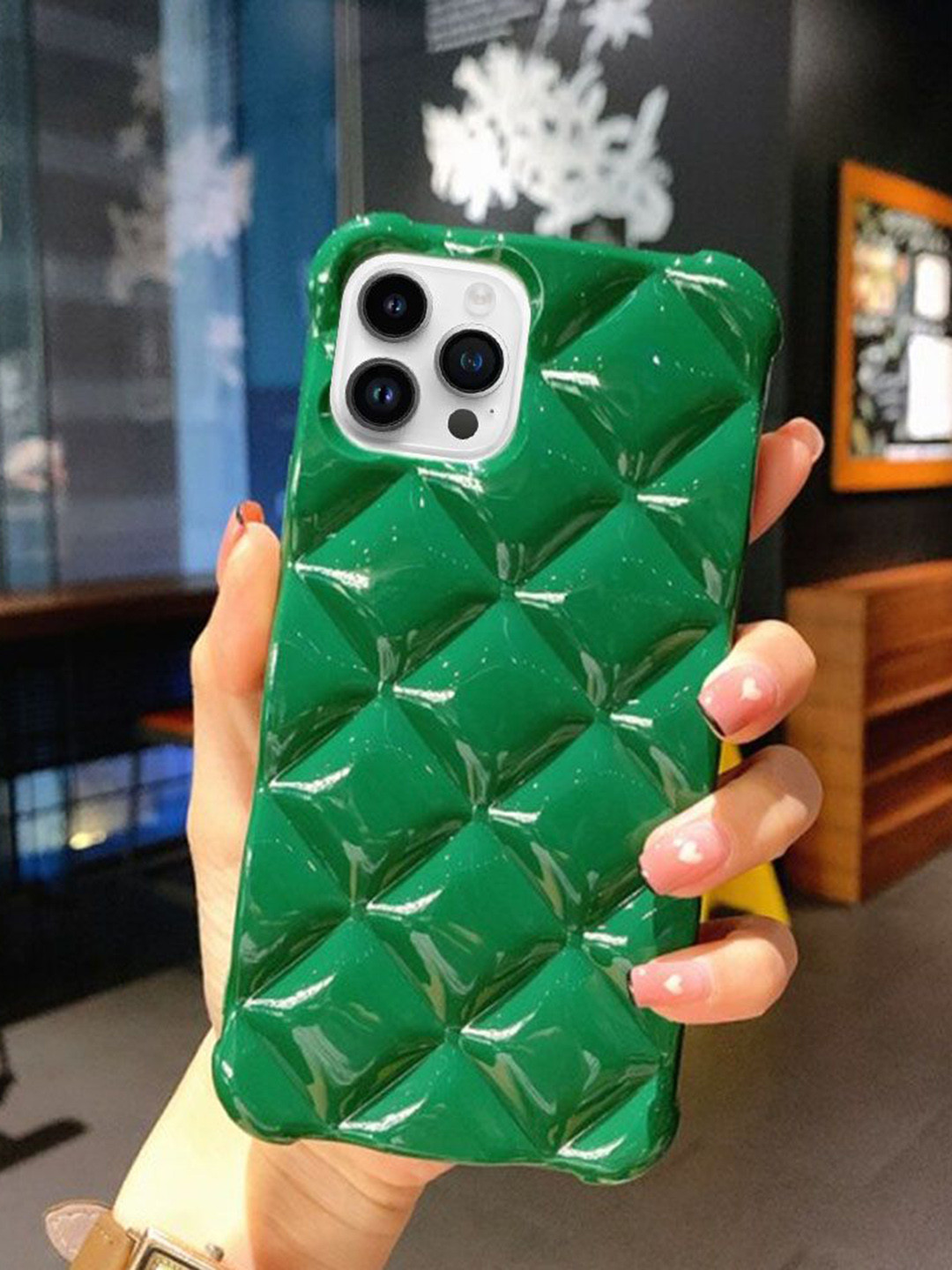 

Luxury Kase Solid Printed iPhone 13 Pro Max Back Case Mobile Accessories, Green