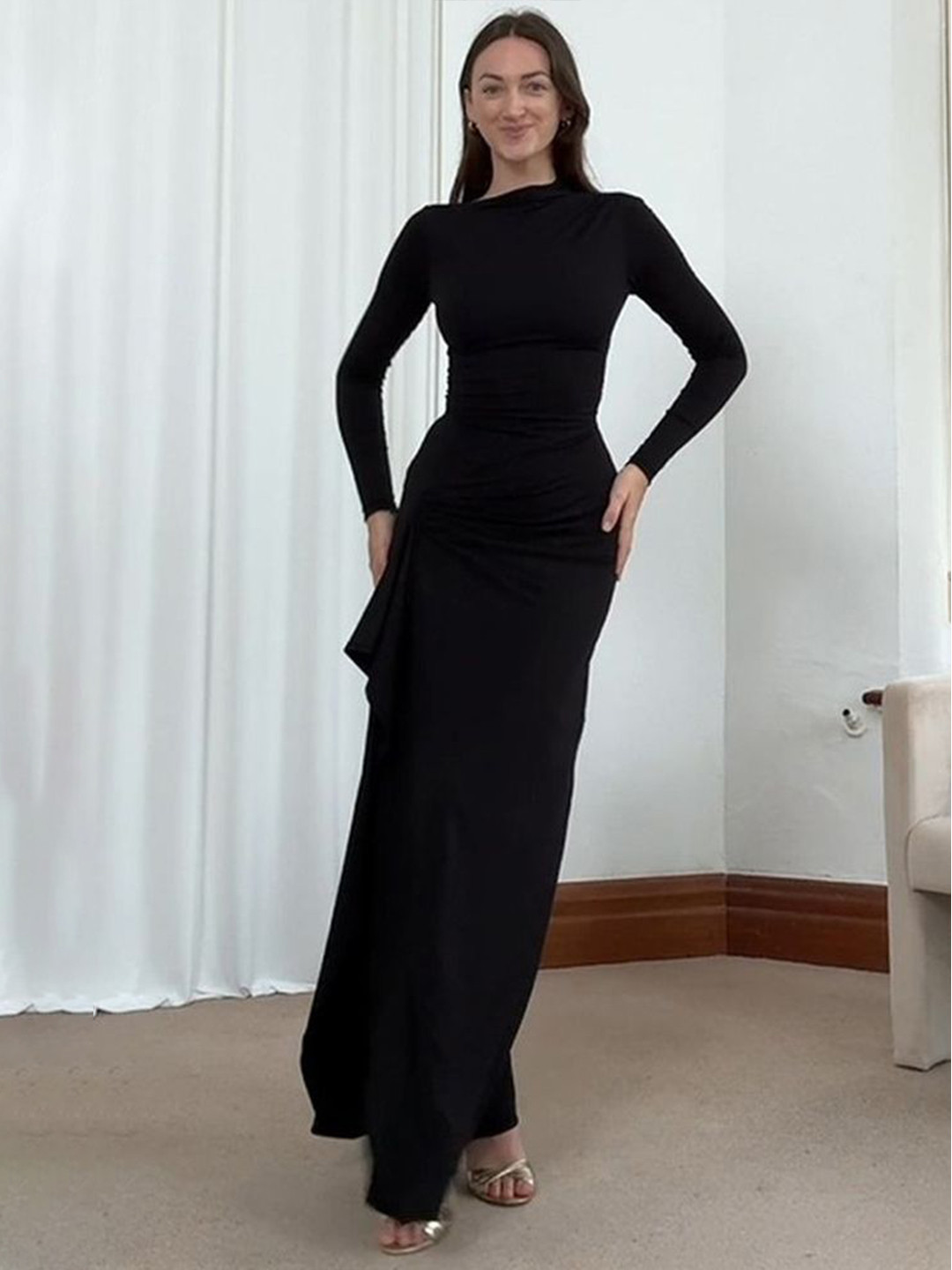 

LULU & SKY Women Bodycon Maxi Dress, Black