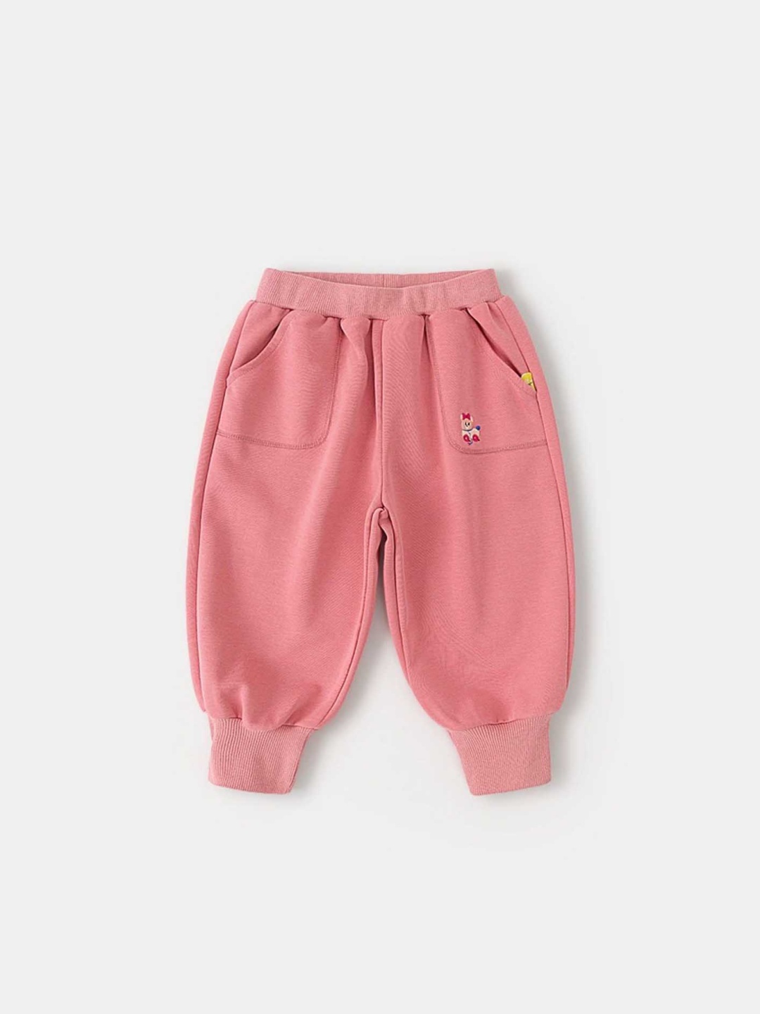 

LULU & SKY Unisex Kids Tapered Fit High-Rise Joggers Trousers, Pink