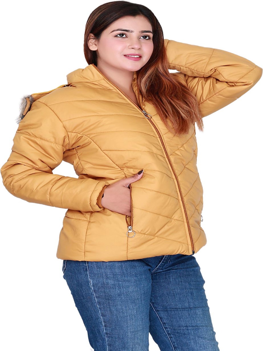 

SCOLLER Women Hooded Solid Casual Parka Jacket, Mustard