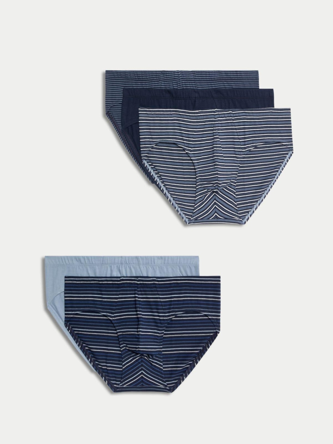 

Marks & Spencer Pack Of 5 Pure Cotton Mid Rise Basic Briefs T142550FNAVY MIX, Navy blue