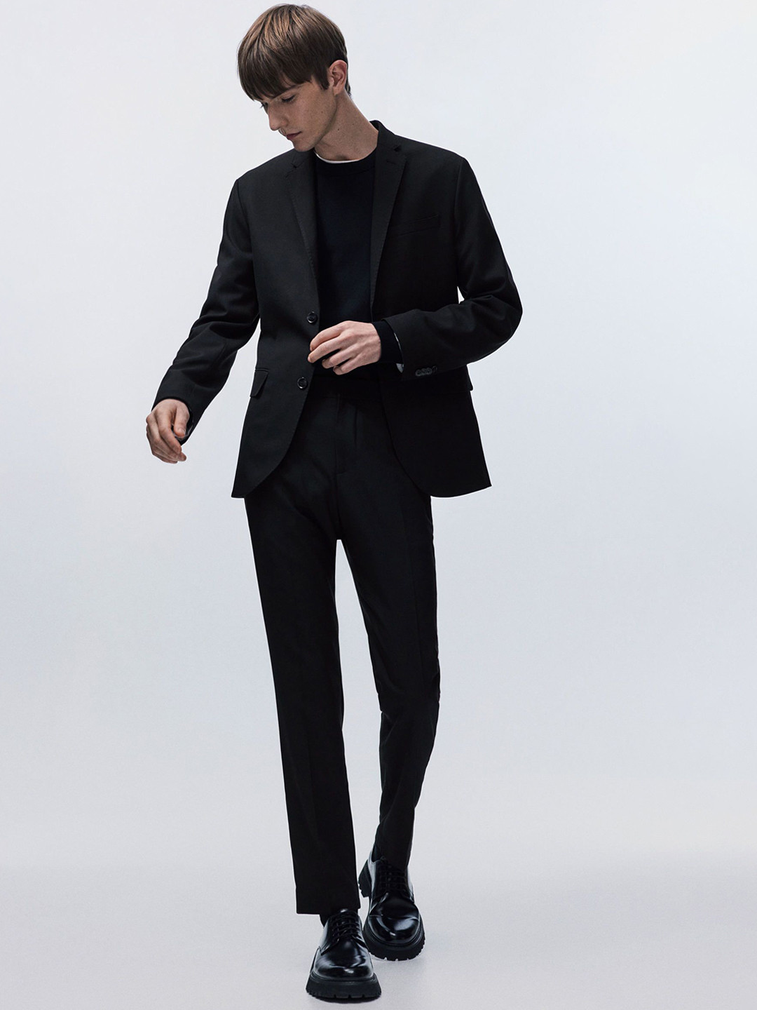 

H&M Slim Fit Single-Breasted Jacket, Black