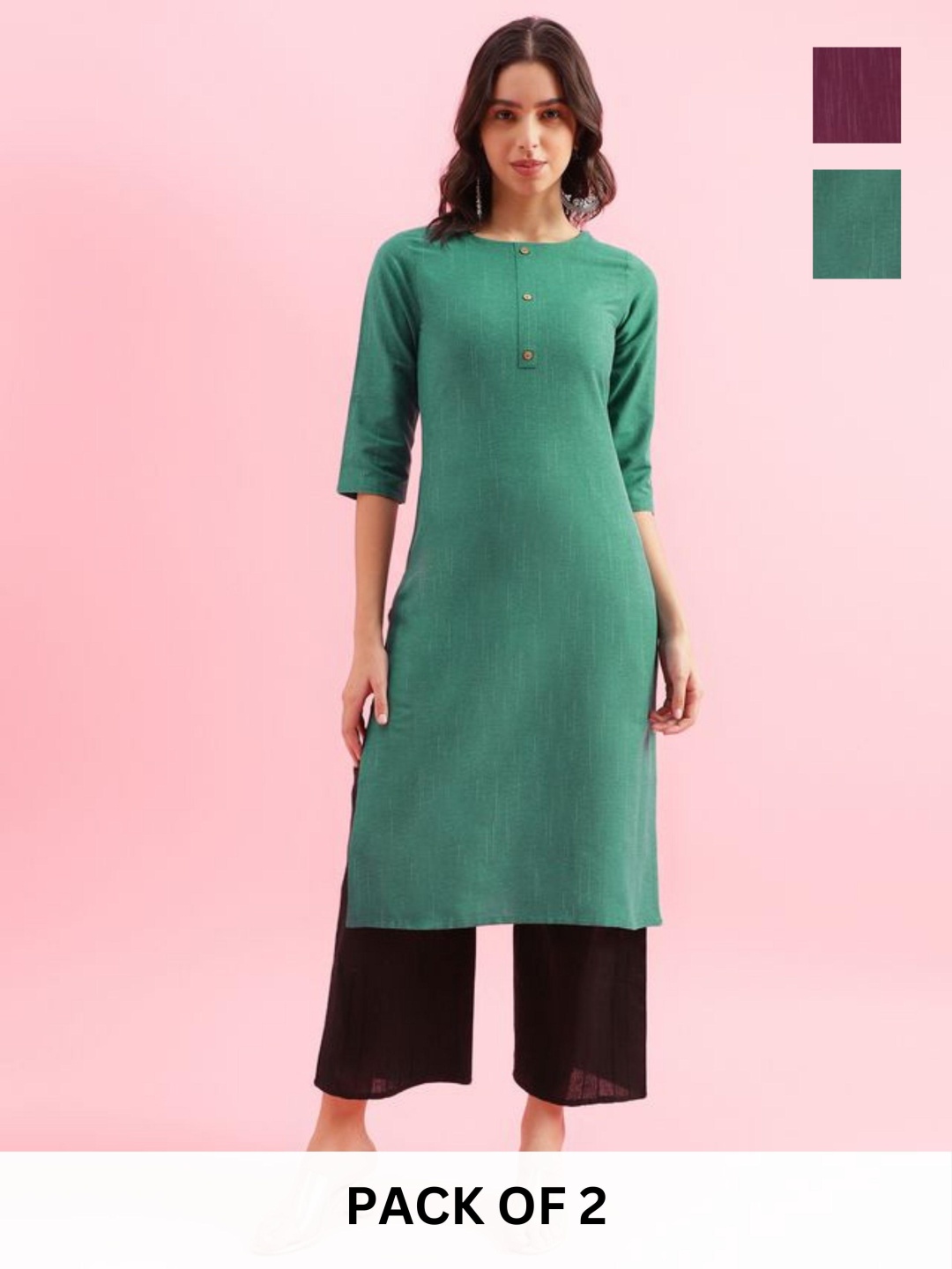 

KALINI Women Striped Kurta, Green
